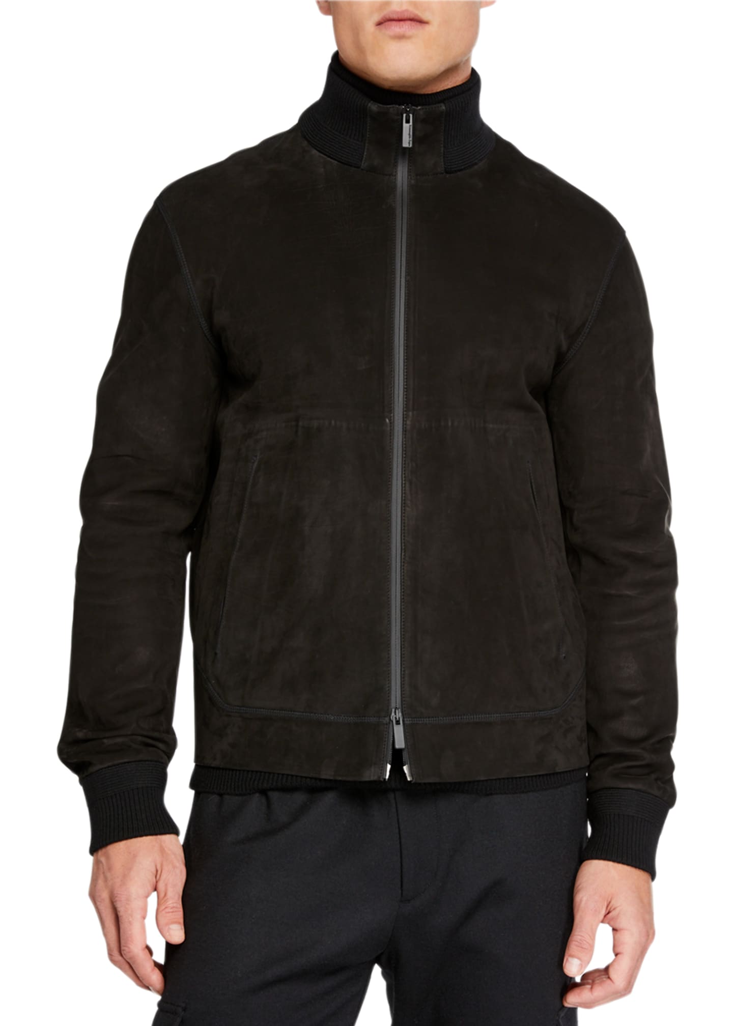 Ermenegildo Zegna Men's Full-Zip Nubuck Leather Jacket - Bergdorf Goodman