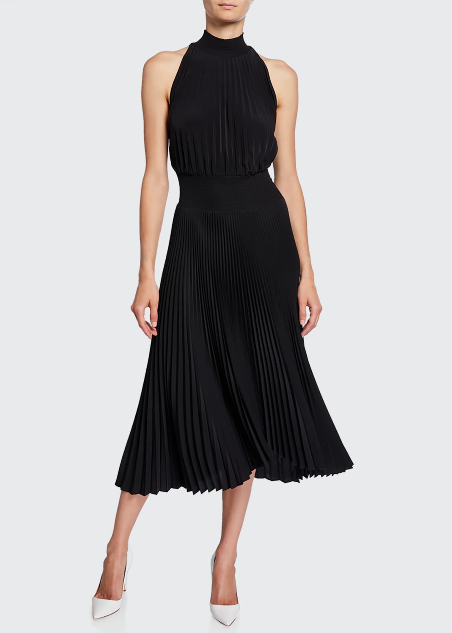 A.L.C. Renzo High-Neck Pleated Asymmetrical Cocktail Dress - Bergdorf ...