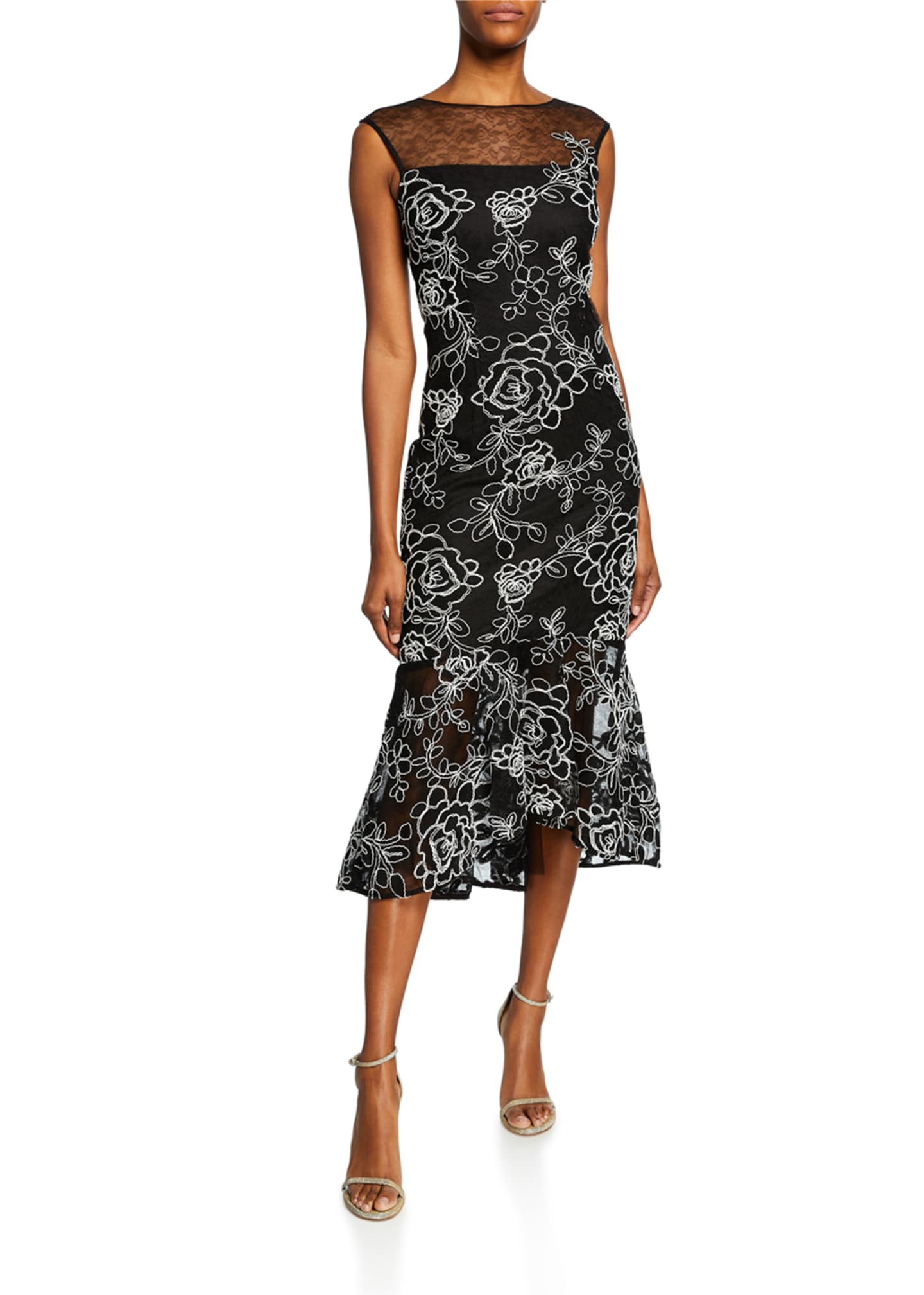 embroidered lace sheath dress