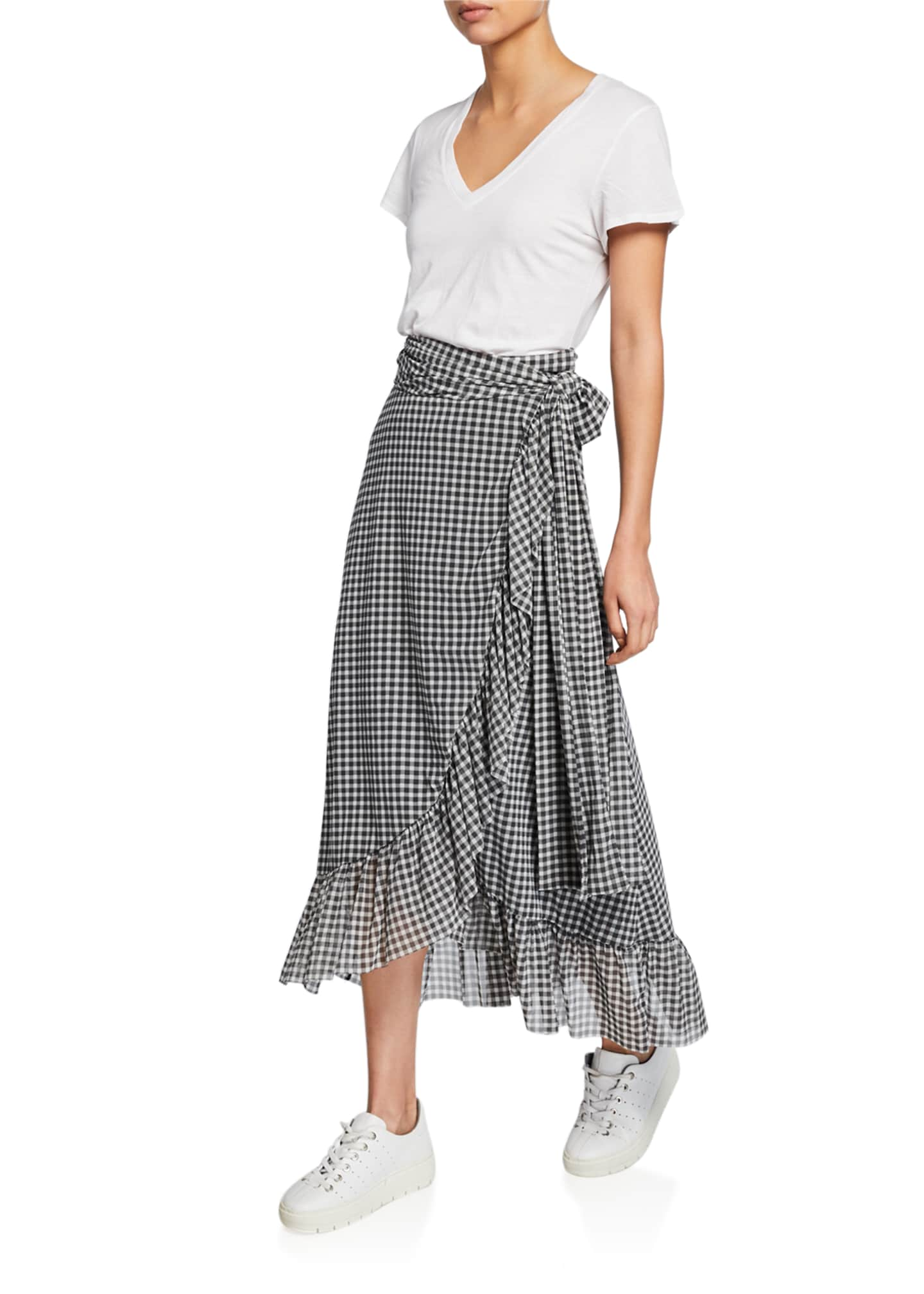 Ganni Gingham Crepe Maxi Skirt - Bergdorf Goodman