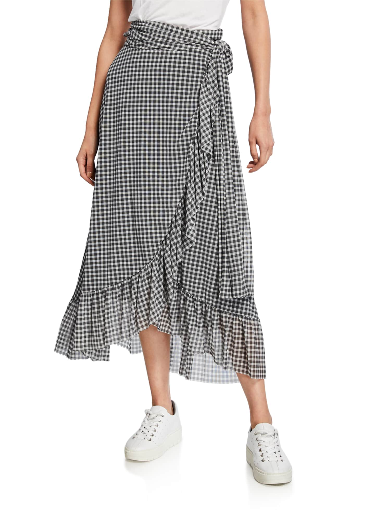 Ganni Gingham Crepe Maxi Skirt - Bergdorf Goodman