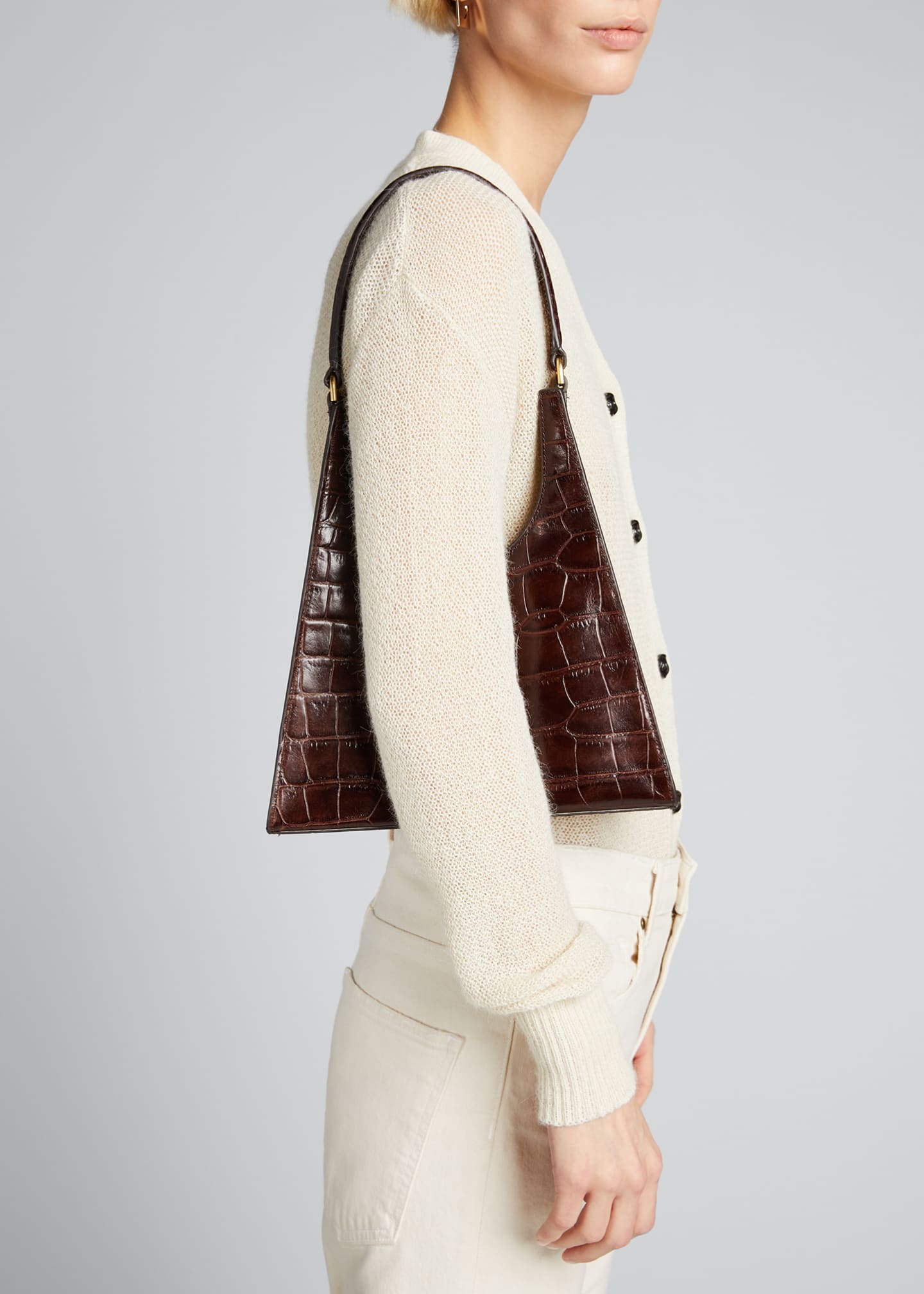 Staud Rey CrocEmbossed Hobo Bag Bergdorf Goodman