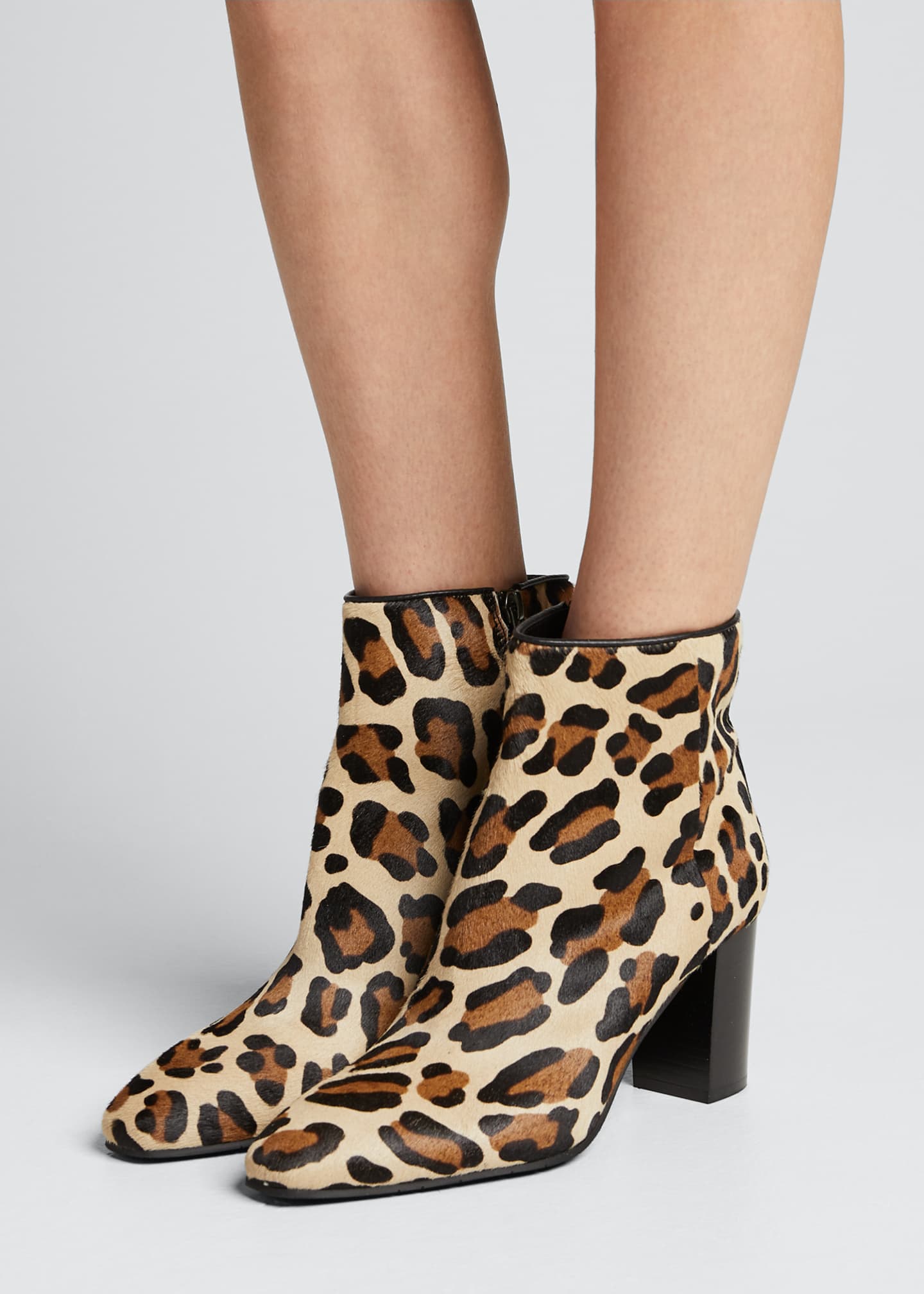 leopard pony hair booties