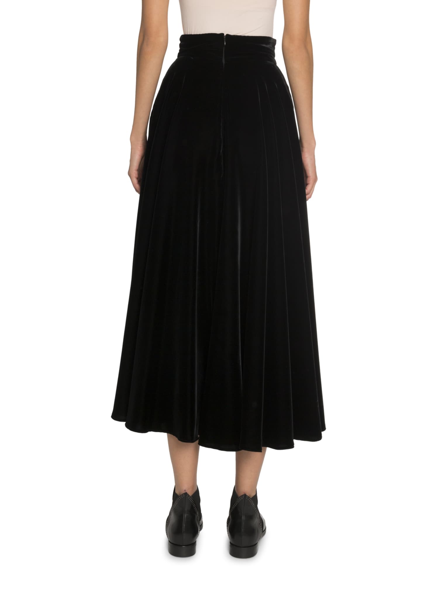 ALAIA Velvet A-Line Midi Skirt - Bergdorf Goodman