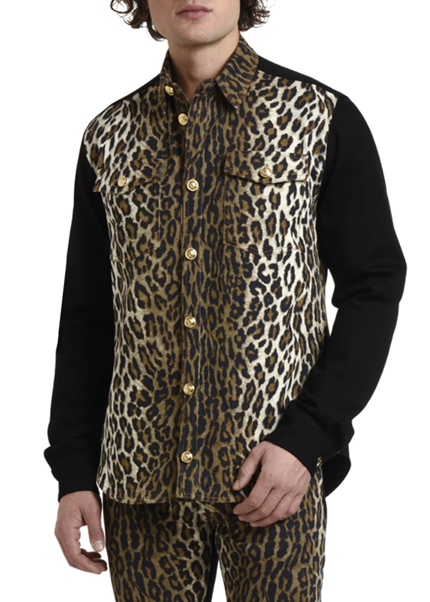 Versace Men�s Twill LeopardPrint Shirt Jacket Bergdorf