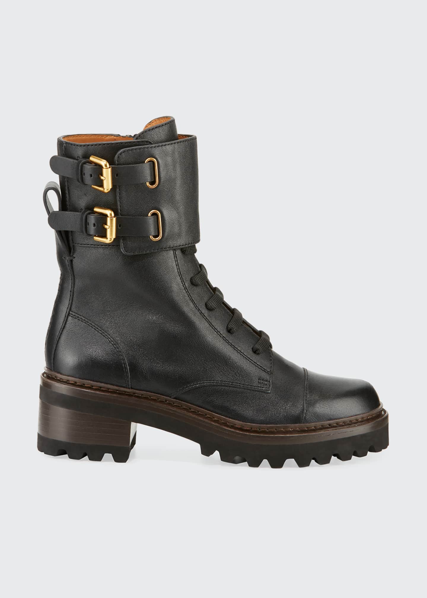 see by chloé gema leather combat boots
