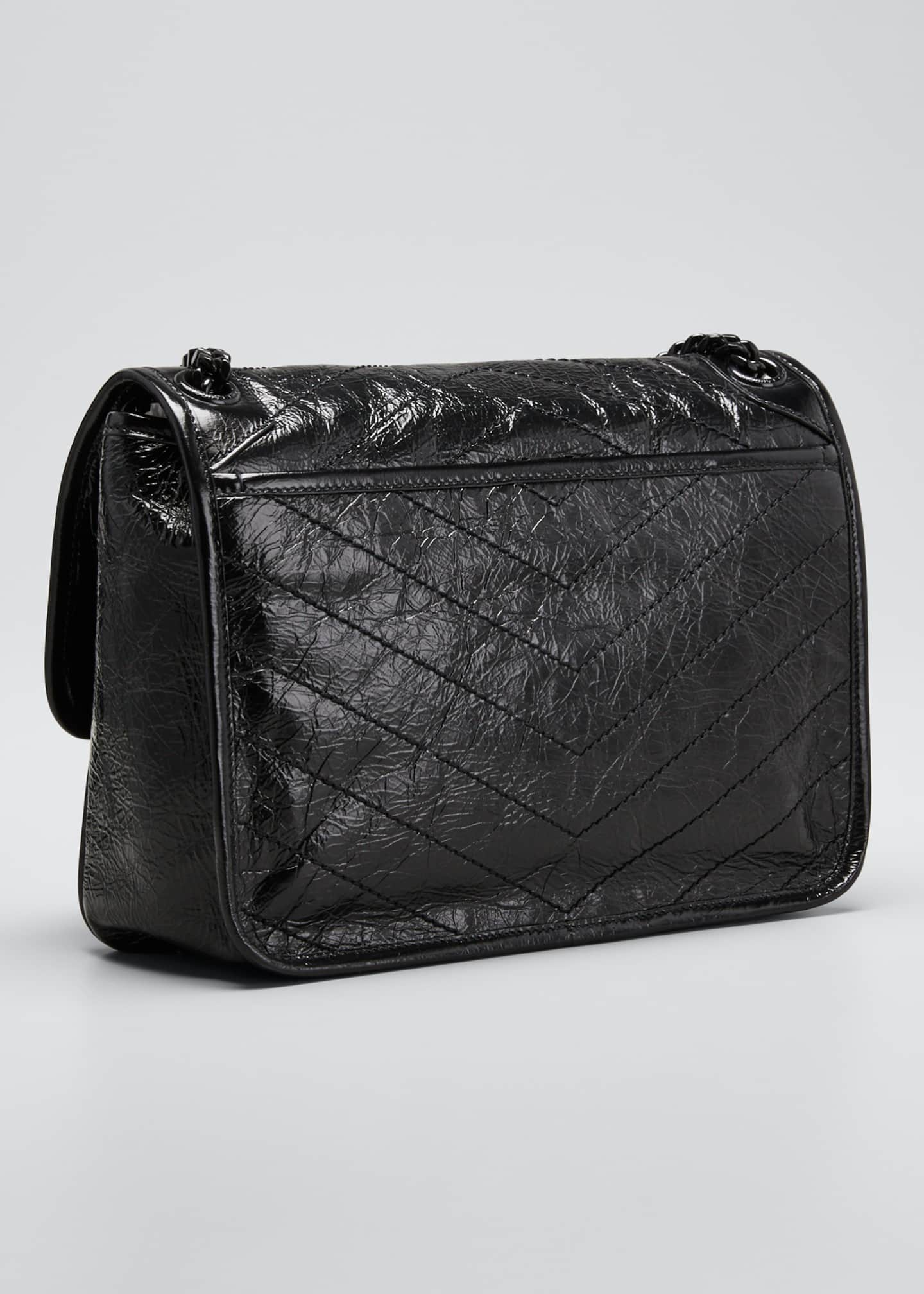 Saint Laurent Niki Medium Crinkled Calfskin Flap-Top Shoulder Bag