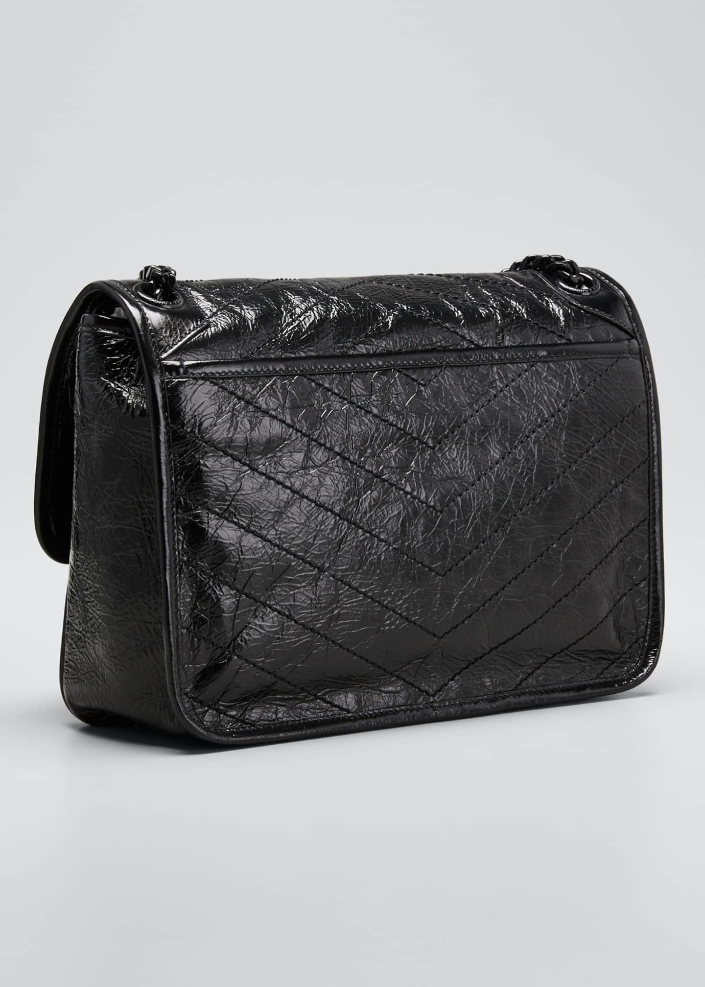 Saint Laurent Niki Medium Crinkled Calfskin FlapTop Shoulder Bag