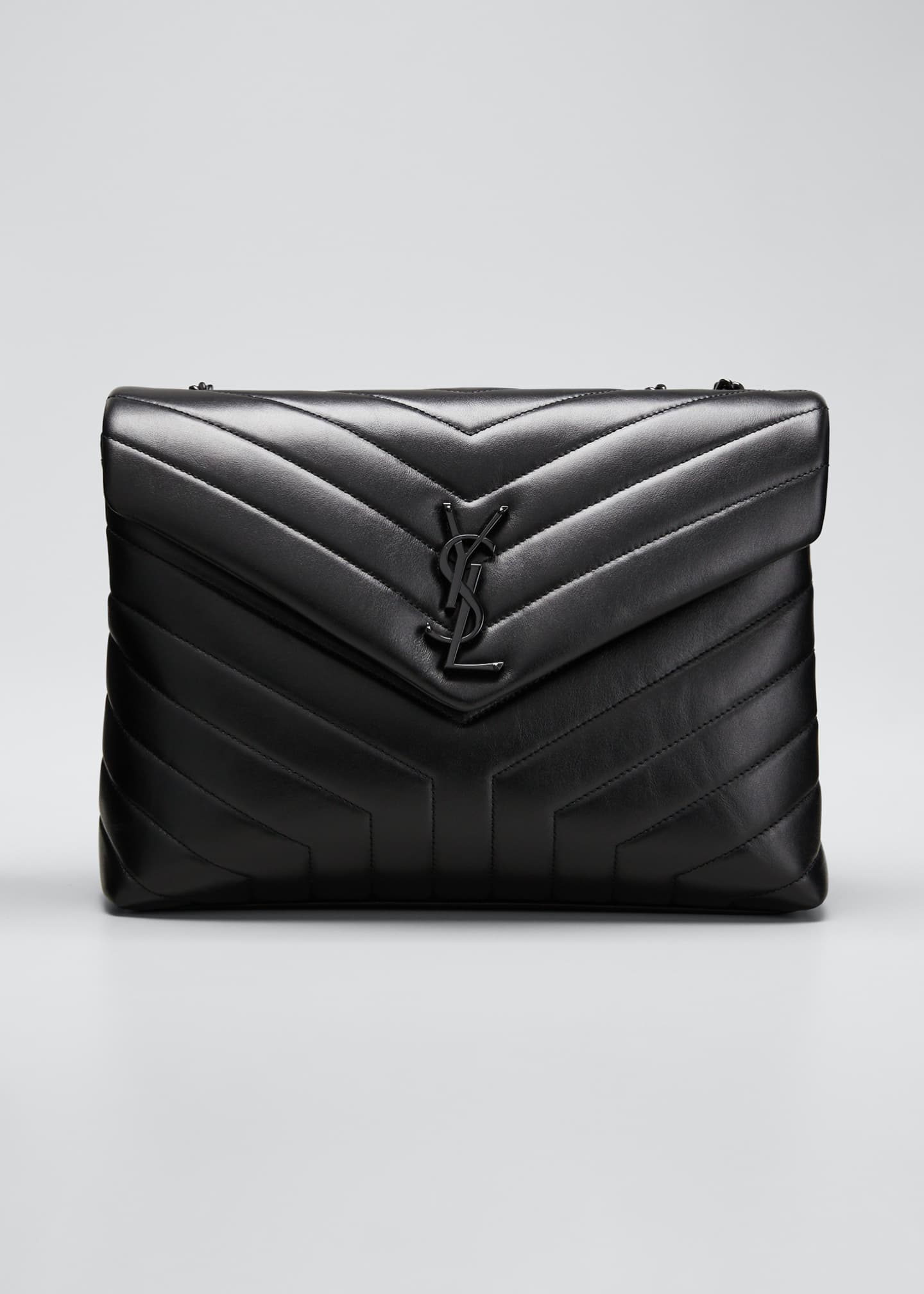 Saint Laurent Loulou Medium Ysl Matelasse Calfskin Flap Top Shoulder Bag Matte Black Hardware Bergdorf Goodman