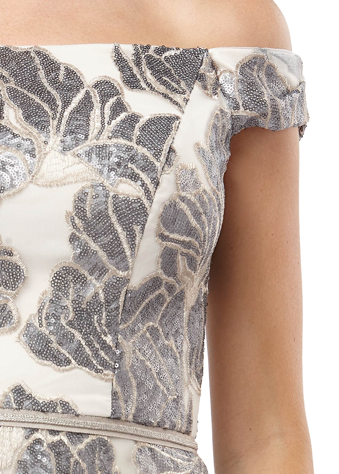 carmen marc valvo sequin glitter mesh ball gown