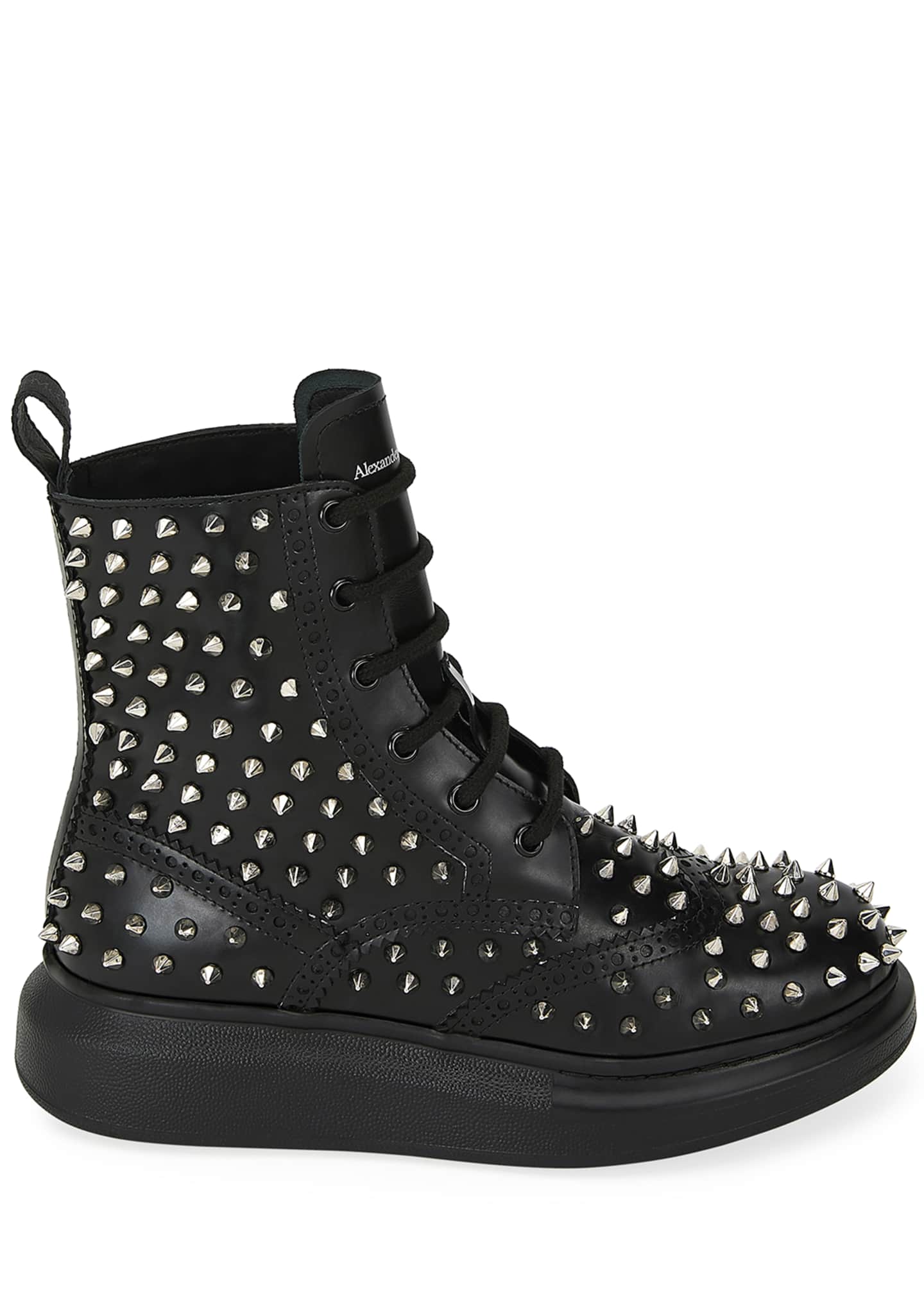 Alexander McQueen High-Top Spike Leather Boots - Bergdorf Goodman