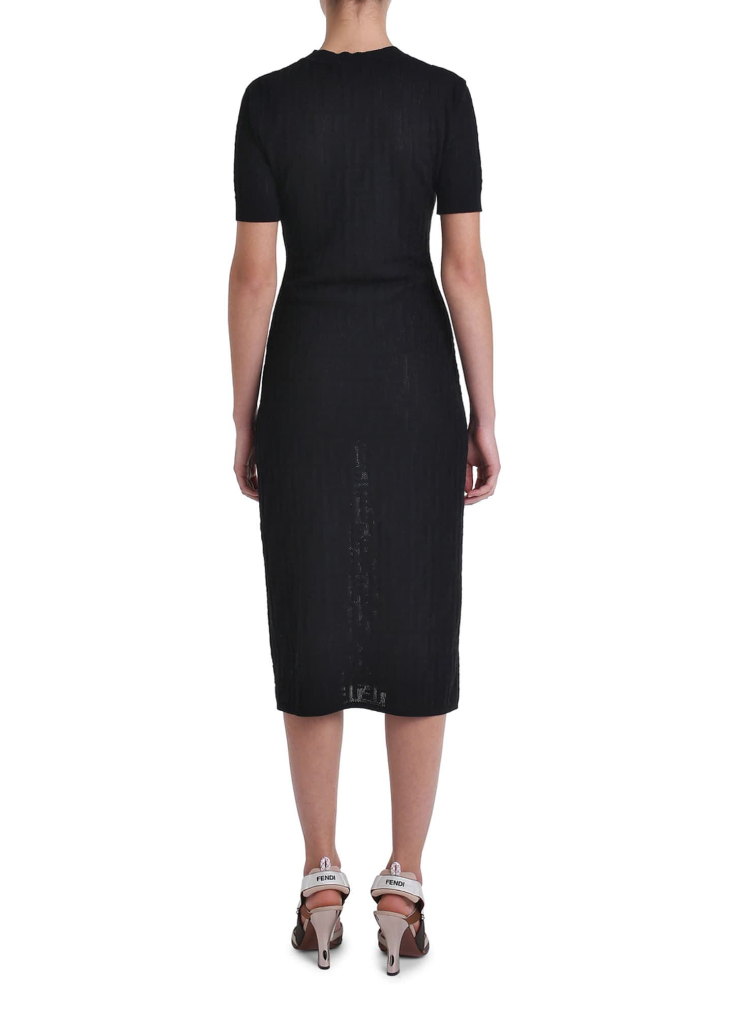 Fendi Short Sleeve Logo Jacquard Sweater Dress Bergdorf Goodman