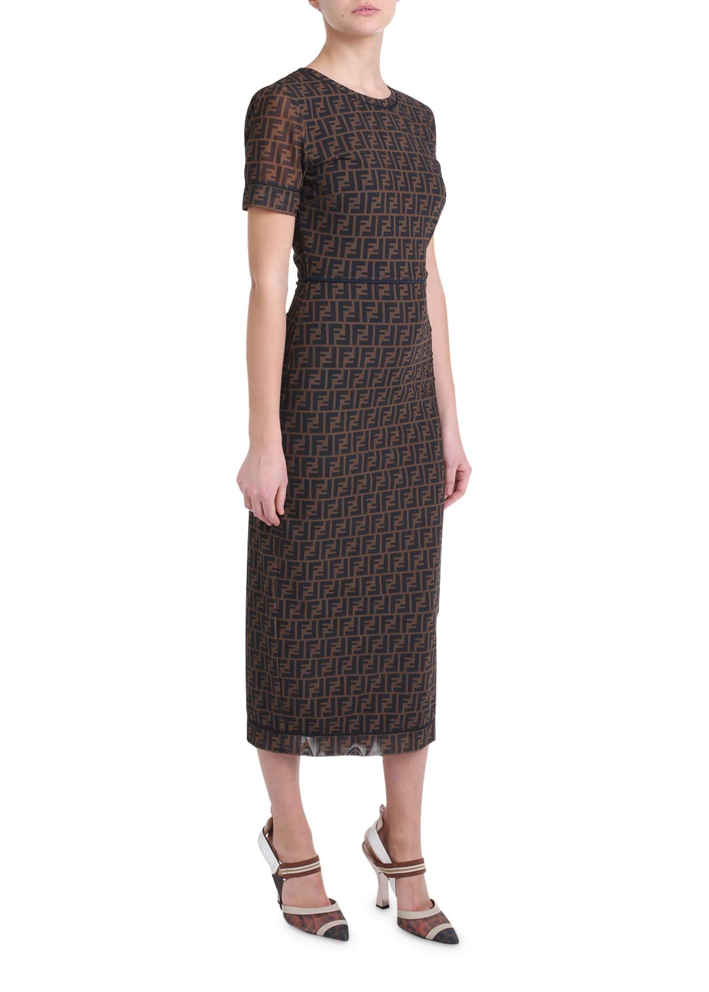 Fendi Logo Print Mesh Midi Dress Bergdorf Goodman