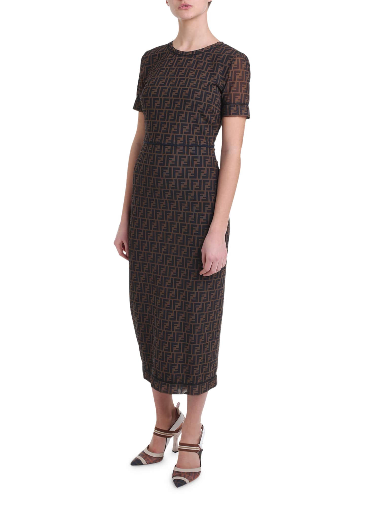 Fendi Logo Print Mesh Midi Dress Bergdorf Goodman
