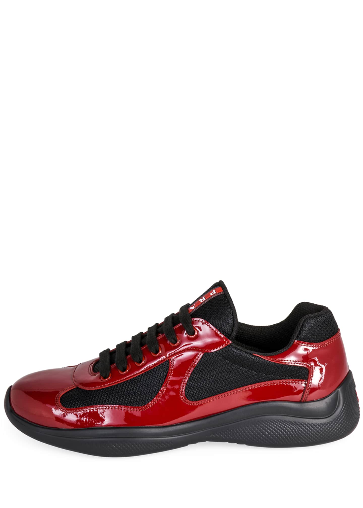 prada america's cup patent leather patchwork sneakers men