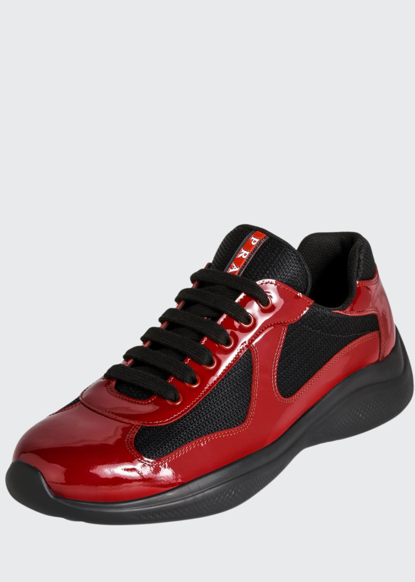 burgundy patent leather prada sneakers