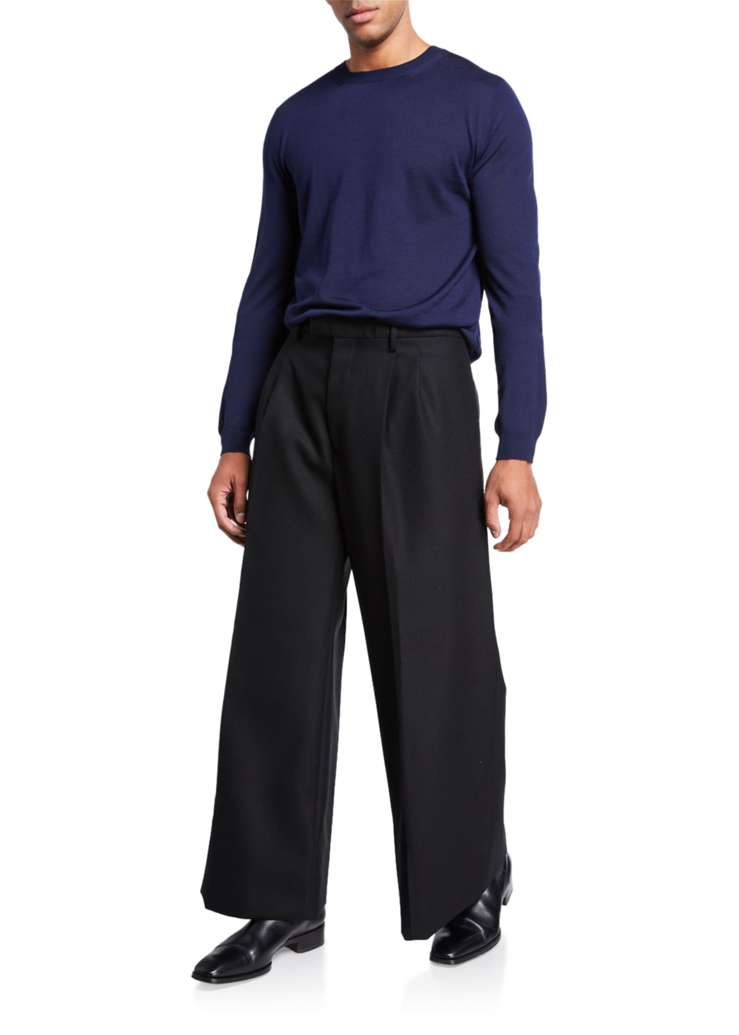 Bottega Men's WideLeg Lightweight Wool Pants Bergdorf Goodman