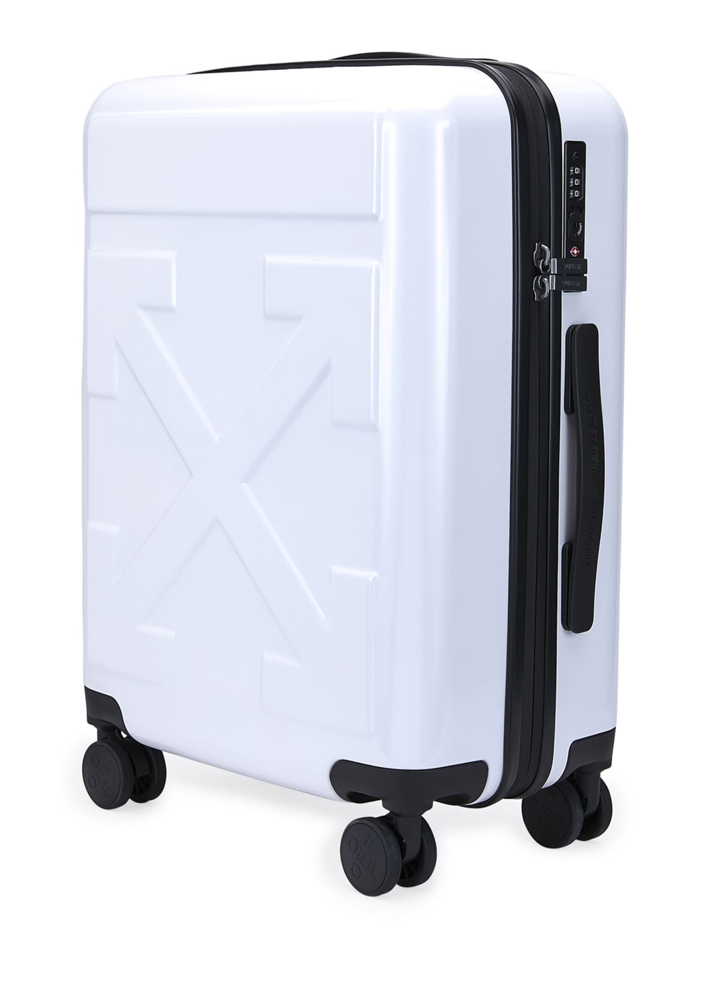 white hard case luggage