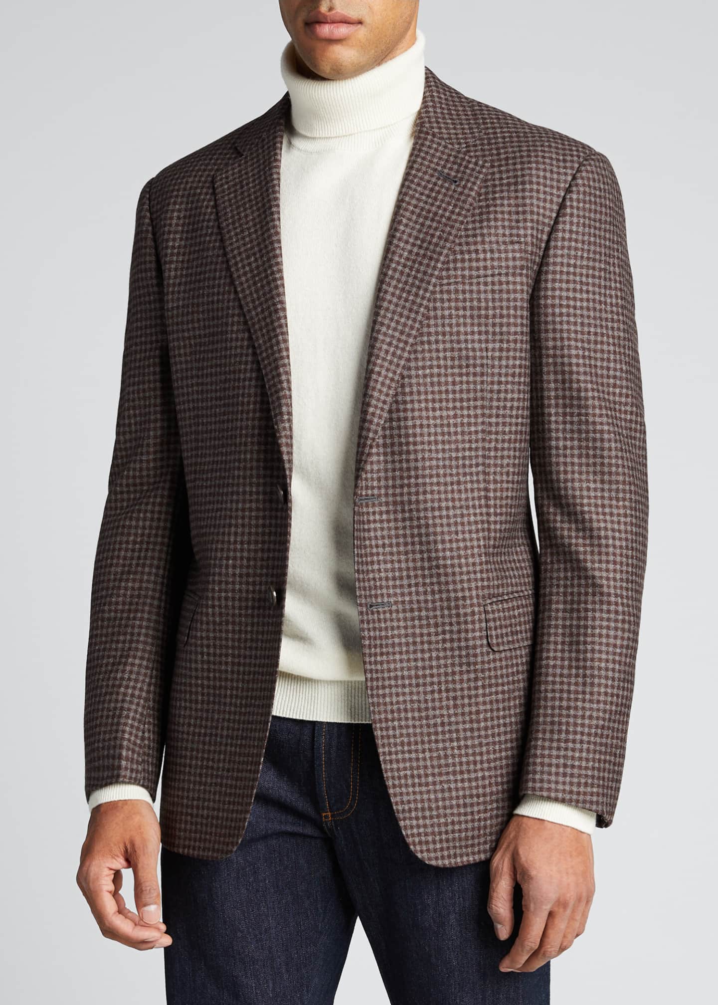 Armani Men's Melange Gingham Check Sport Jacket Bergdorf Goodman