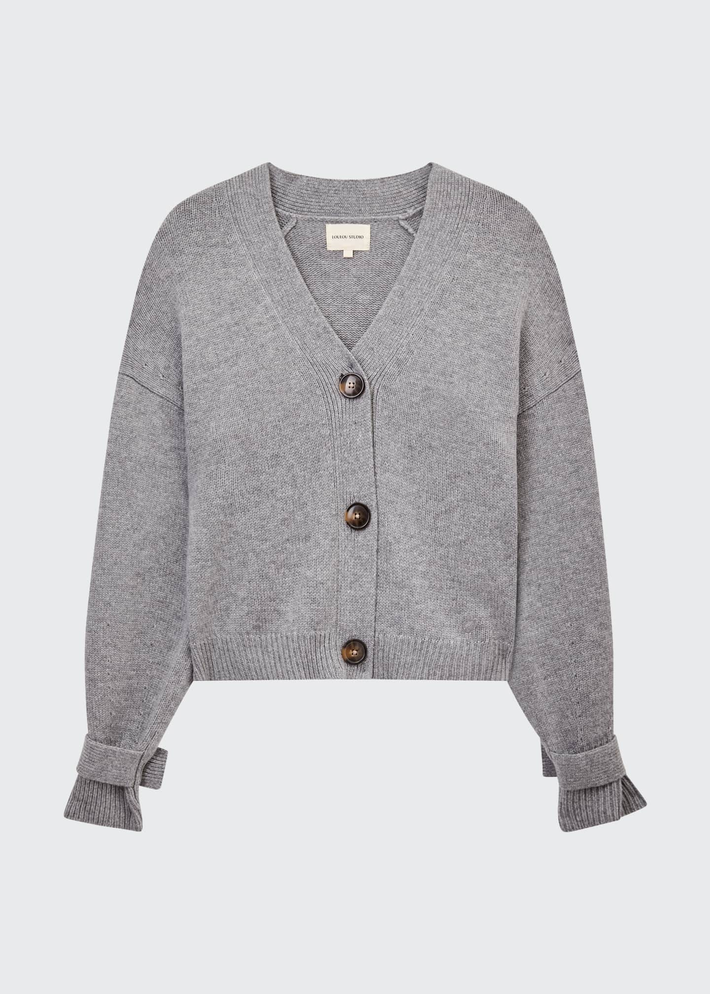 Loulou Studio Wool-Cashmere Cropped Cardigan - Bergdorf Goodman