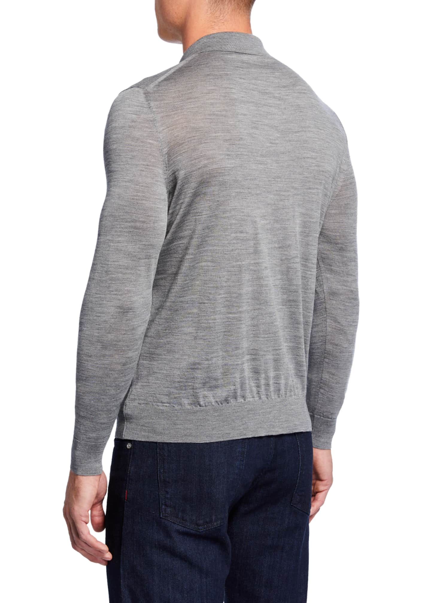 Kiton Men's Long-Sleeve Zip Polo Shirt - Bergdorf Goodman