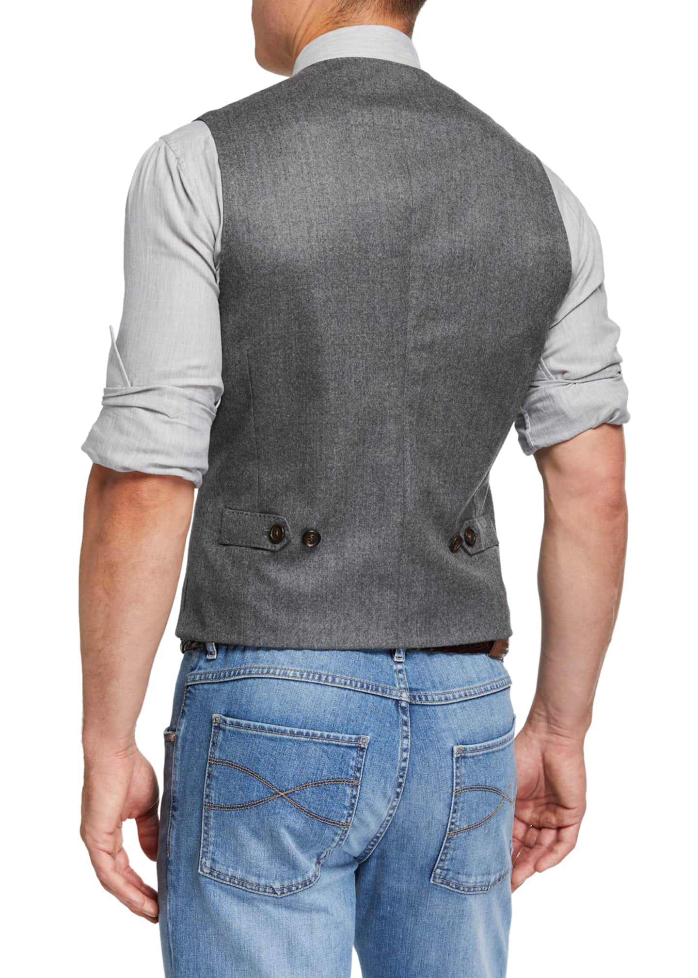 Brunello Cucinelli Men's Wool Flannel Gilet Vest Bergdorf Goodman