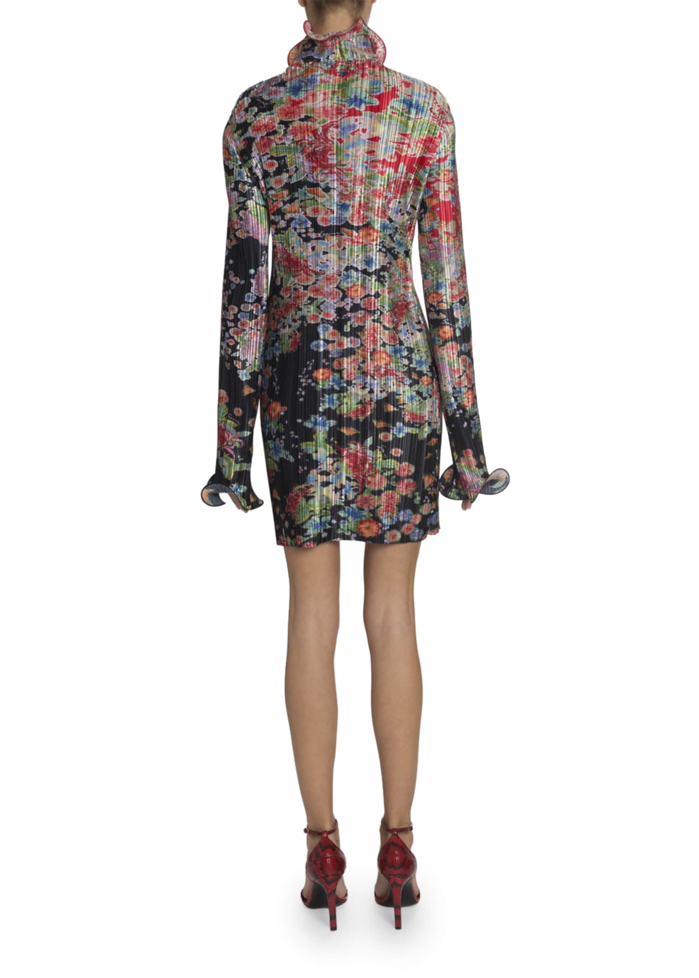Givenchy Metallic Floral Plisse Dress - Bergdorf Goodman