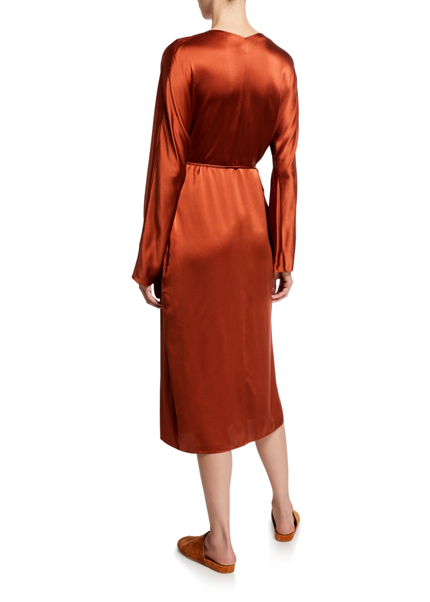 silk long wrap dress