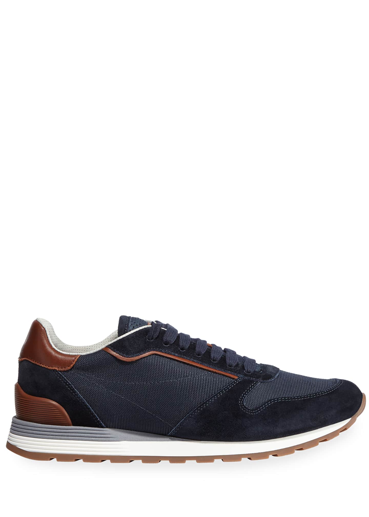 Brunello Cucinelli Men's Suede & Mesh Runner Sneakers - Bergdorf Goodman