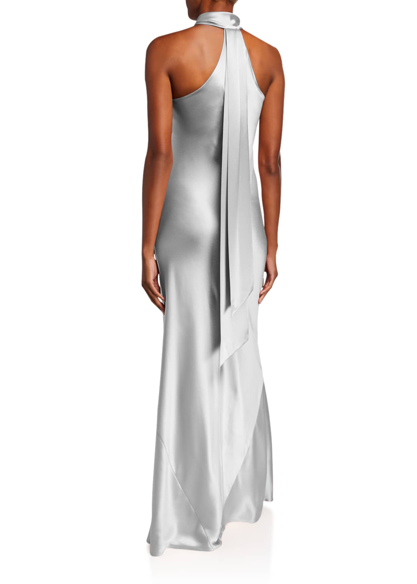 Galvan Pandora TieNeck Halter Gown Bergdorf Goodman