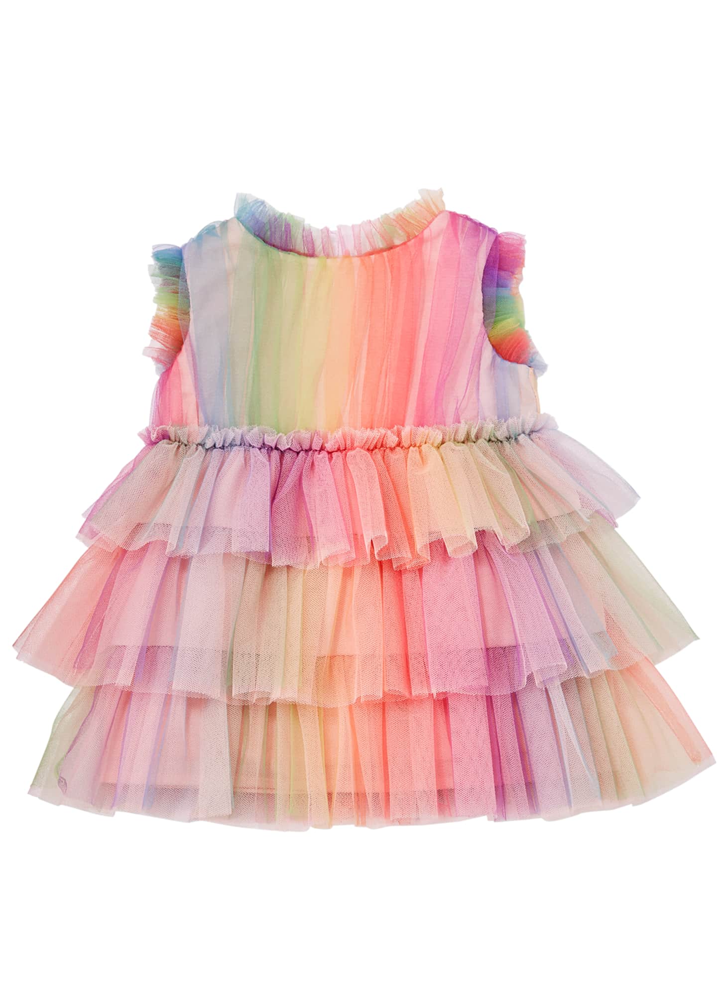 Charabia Rainbow Tulle Ruffle Dress, Size 6-24 Months - Bergdorf Goodman