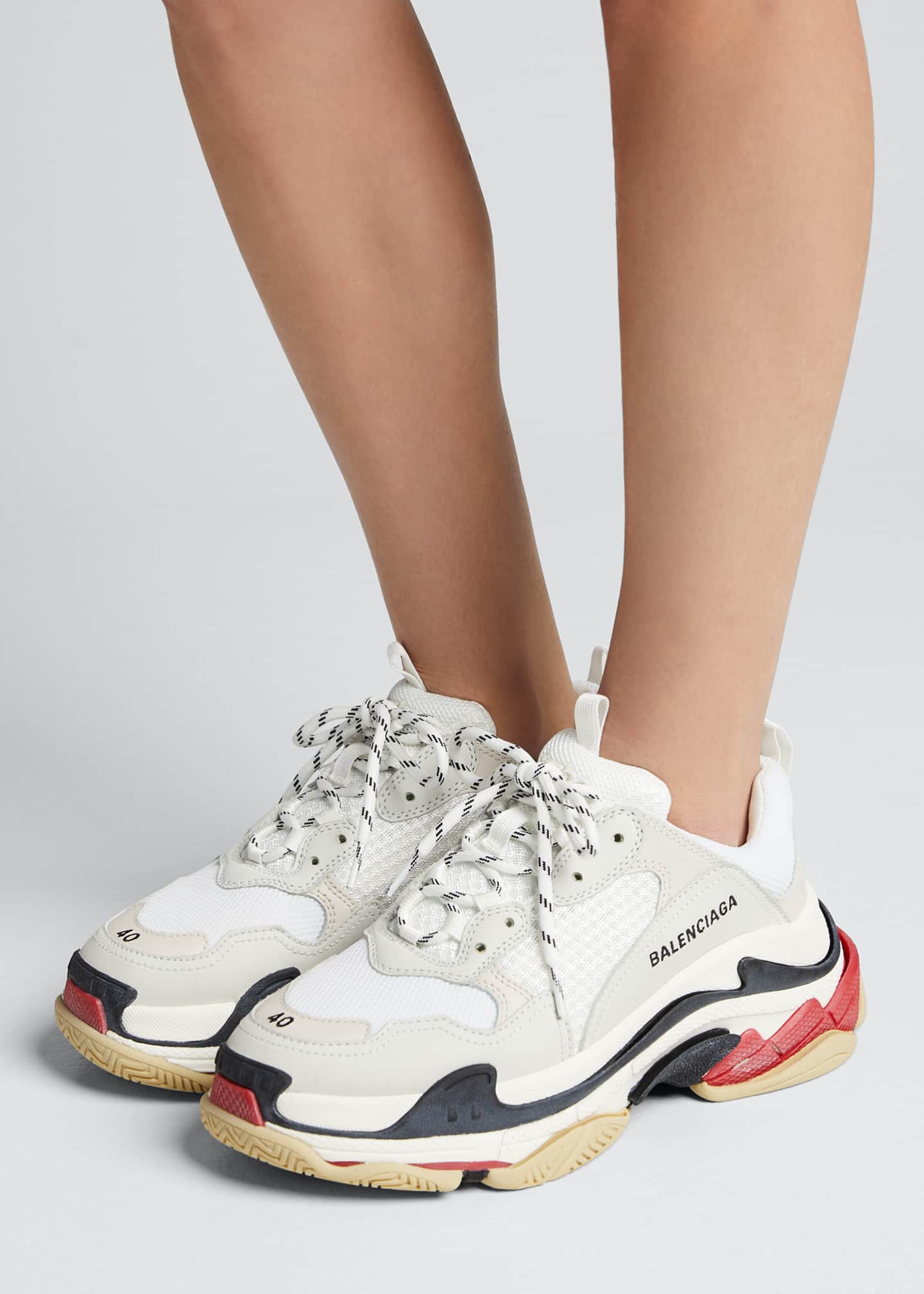 balenciaga triple s leather and mesh trainers