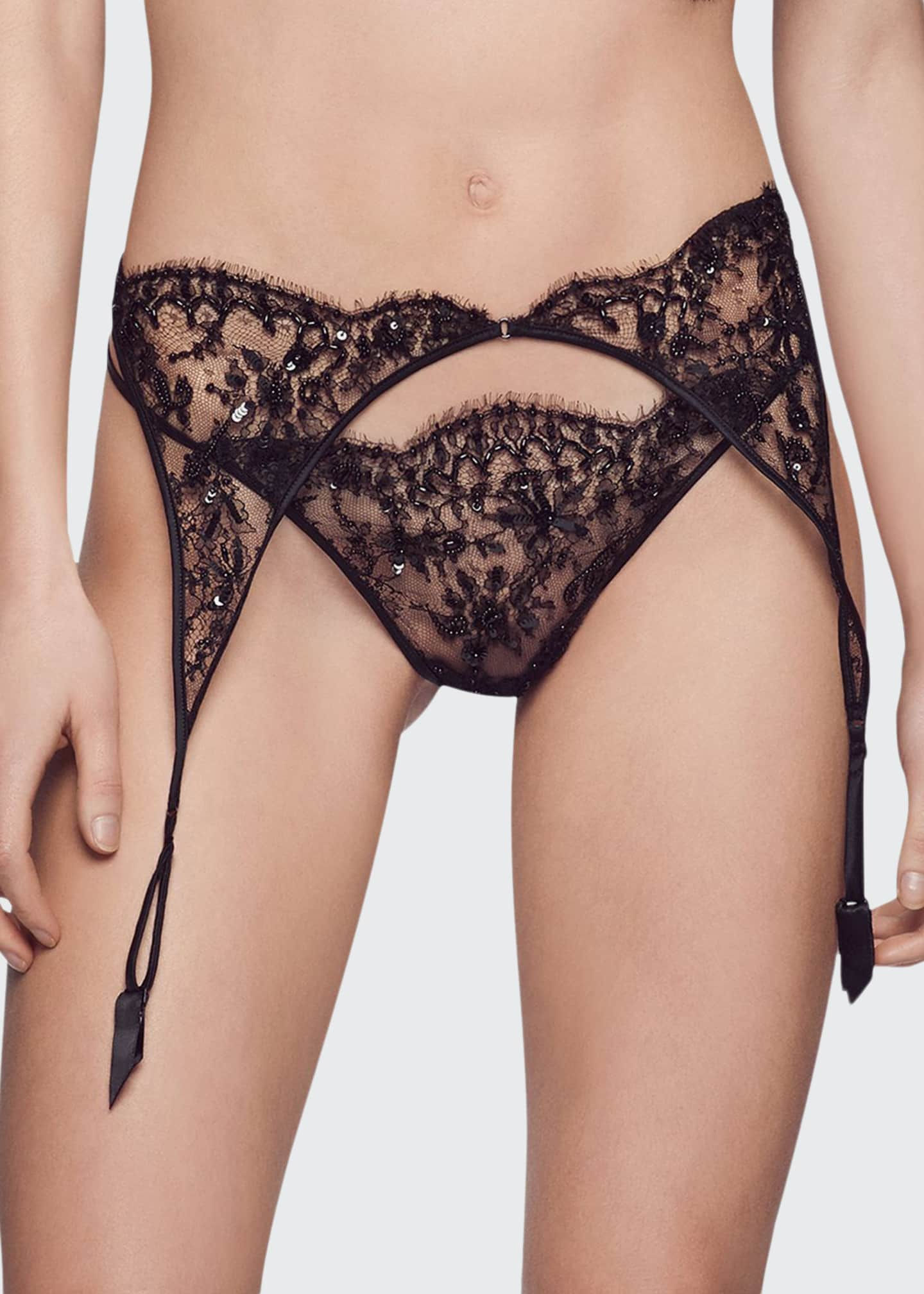 Kiki De Montparnasse Embellished Lace Thong - Bergdorf Goodman