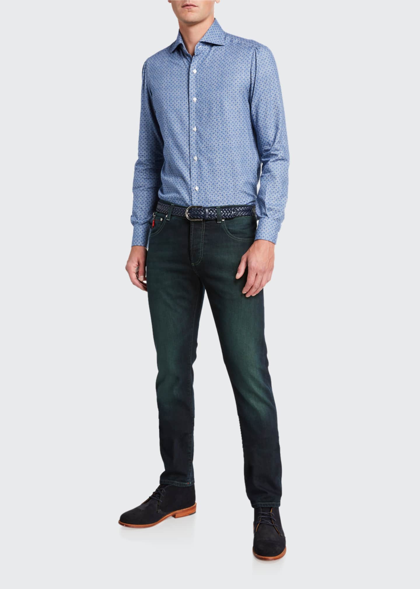 Isaia Men S Charcoal Wash Denim 5 Pocket Pants Bergdorf Goodman