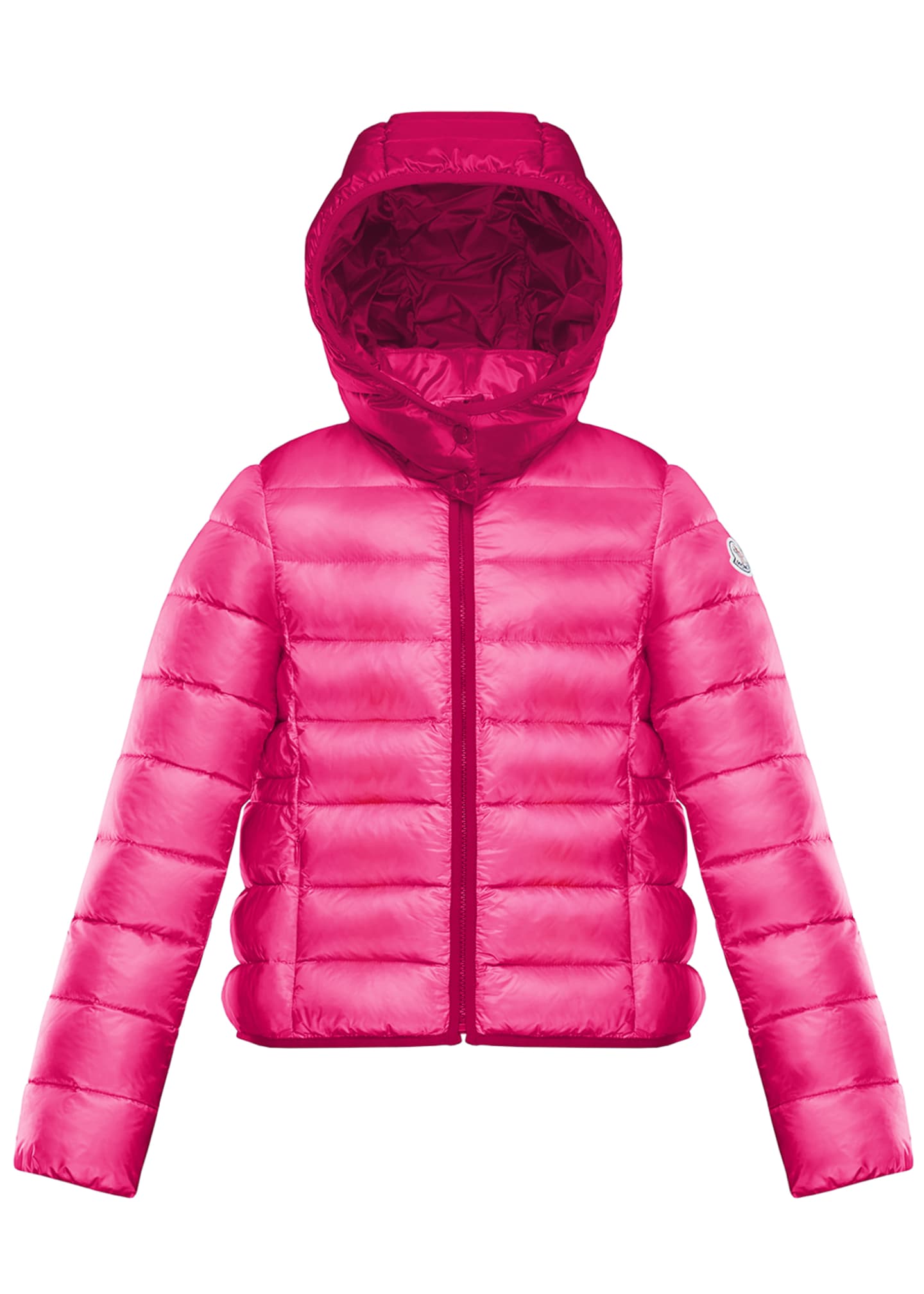 Moncler Adelie Puffer Jacket w/ Hood, Light Pink, Size 4-6