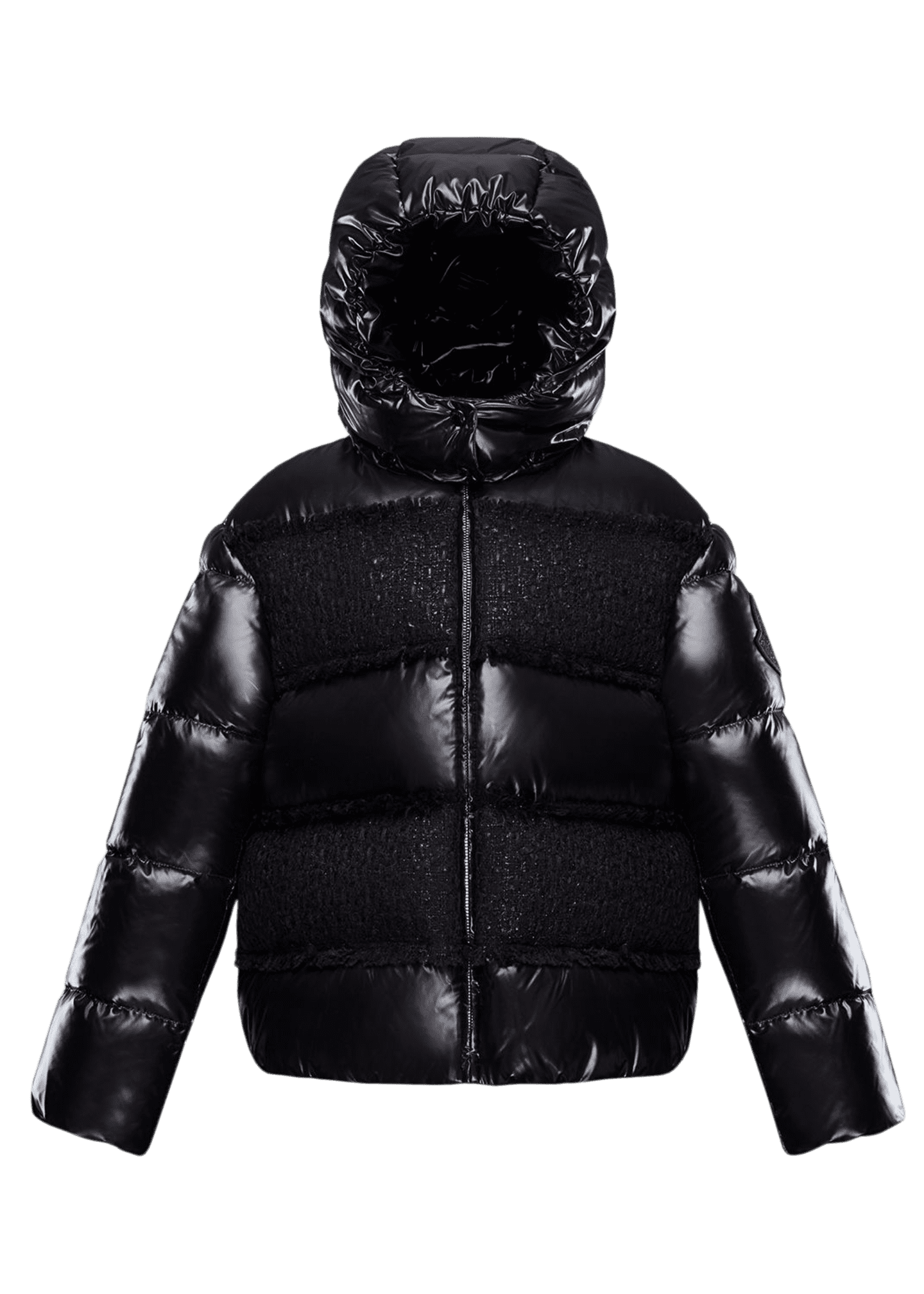 Moncler Elbe Detachable-Hood Puffer Coat w/ Tweed, Size 8-14 - Bergdorf ...