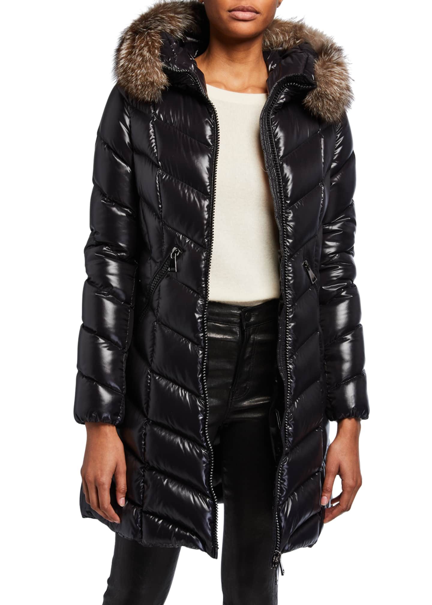 Moncler Fulmarus Fur-Trim Hood Chevron Puffer Coat - Bergdorf Goodman