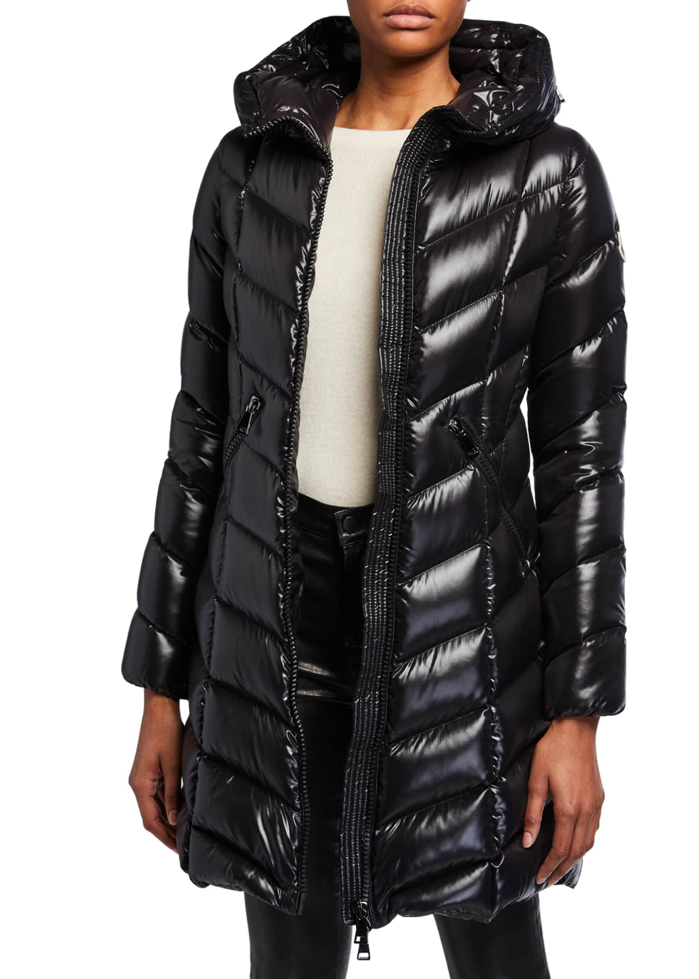 Moncler Fulmarus Fur-Trim Hood Chevron Puffer Coat - Bergdorf Goodman