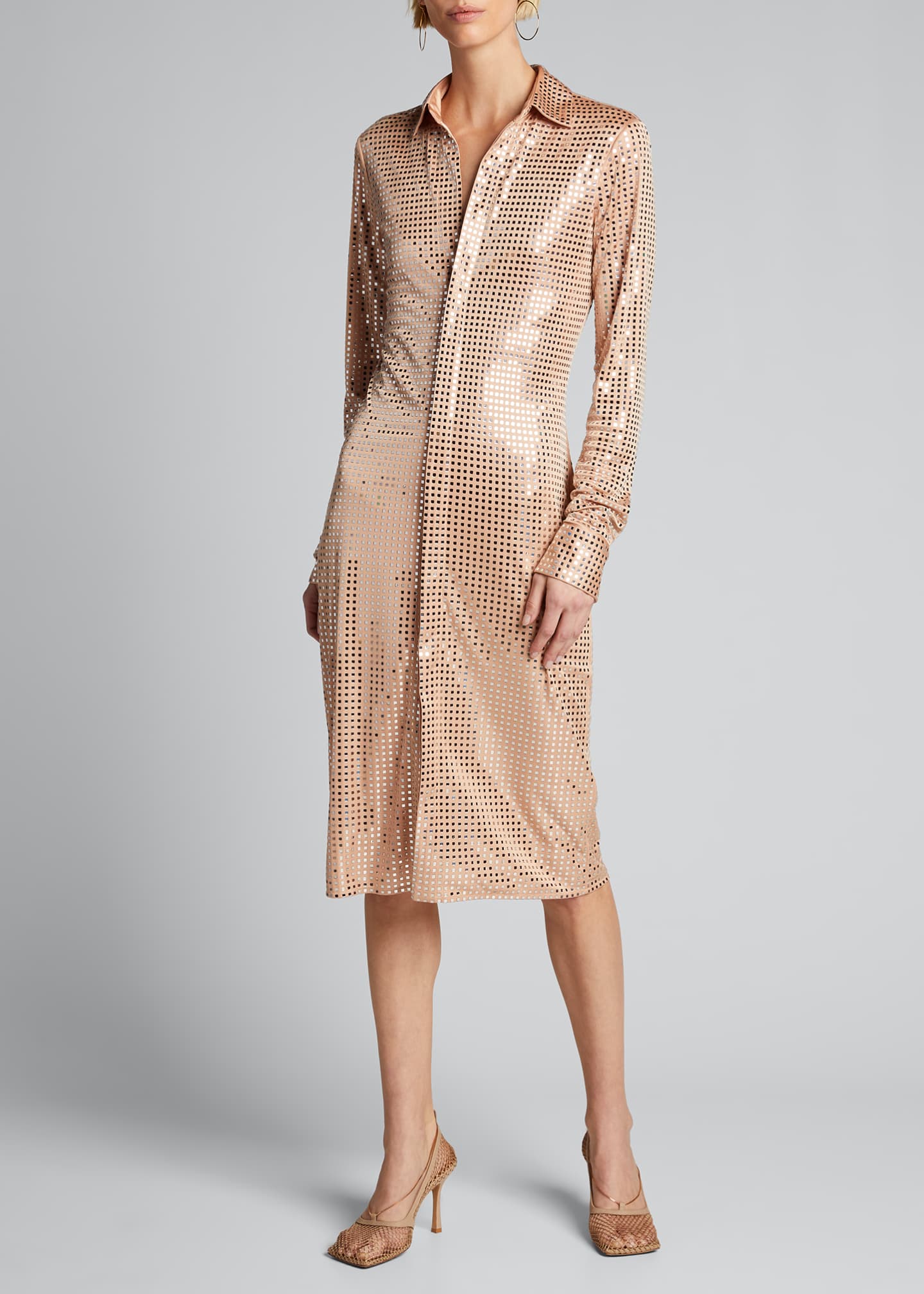 Bottega Mirrorball Jersey LongSleeve Shirtdress Bergdorf Goodman