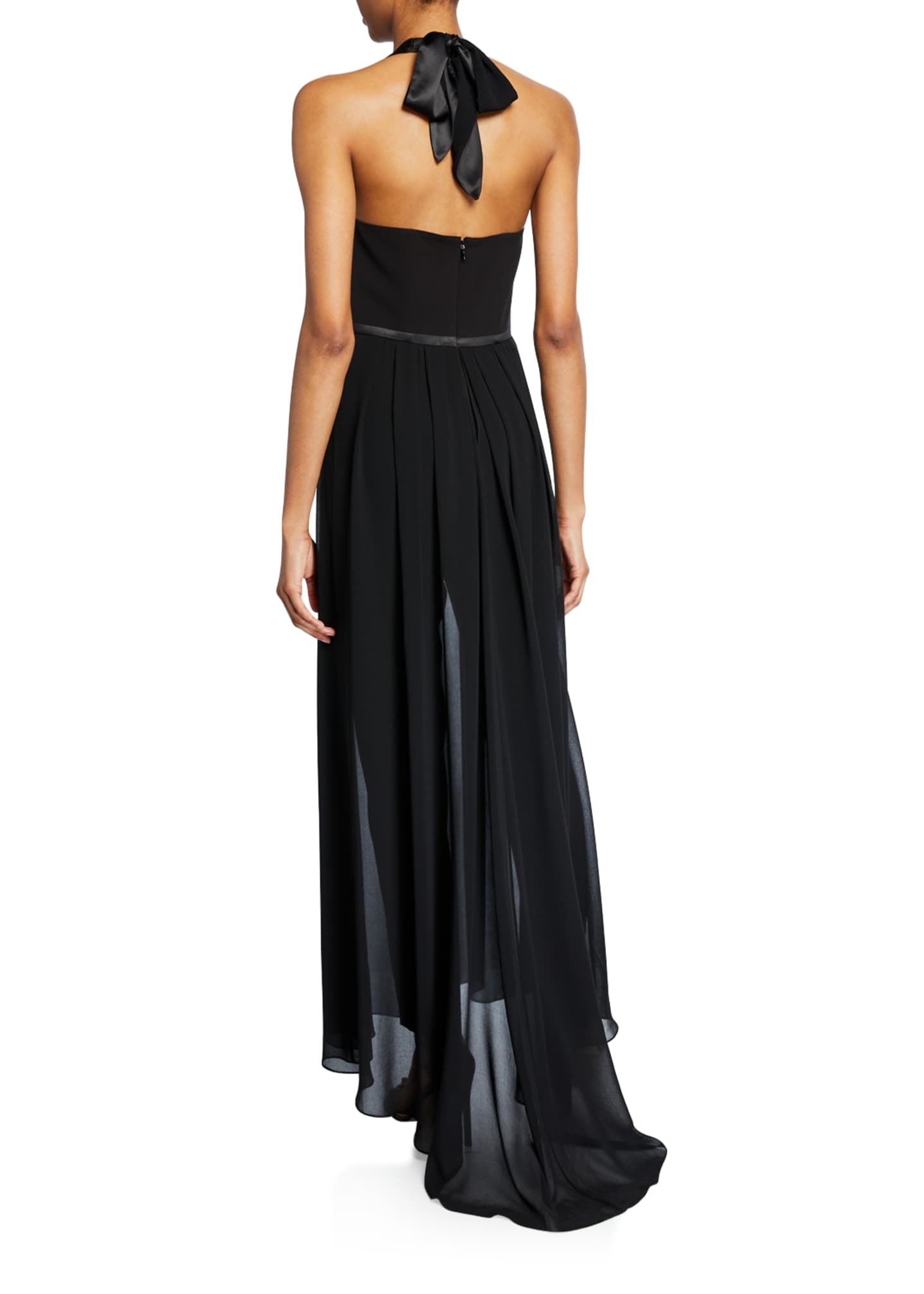 Halston Halter-Neck Crepe Jumpsuit with Georgette Skirt Overlay - Bergdorf Goodman
