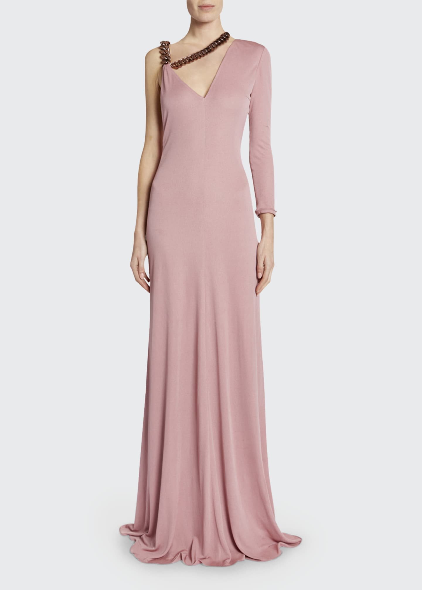TOM FORD One-Sleeve Chain-Strap Jersey Gown - Bergdorf Goodman
