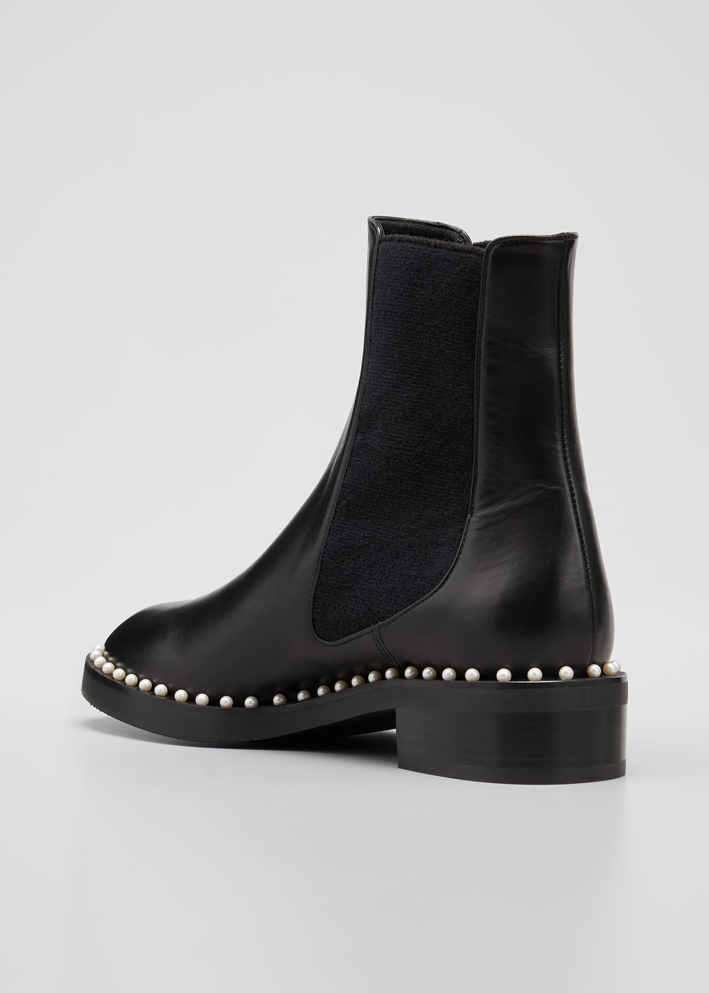 Stuart Weitzman Cline Pearly Studded Leather Chelsea Booties - Bergdorf ...