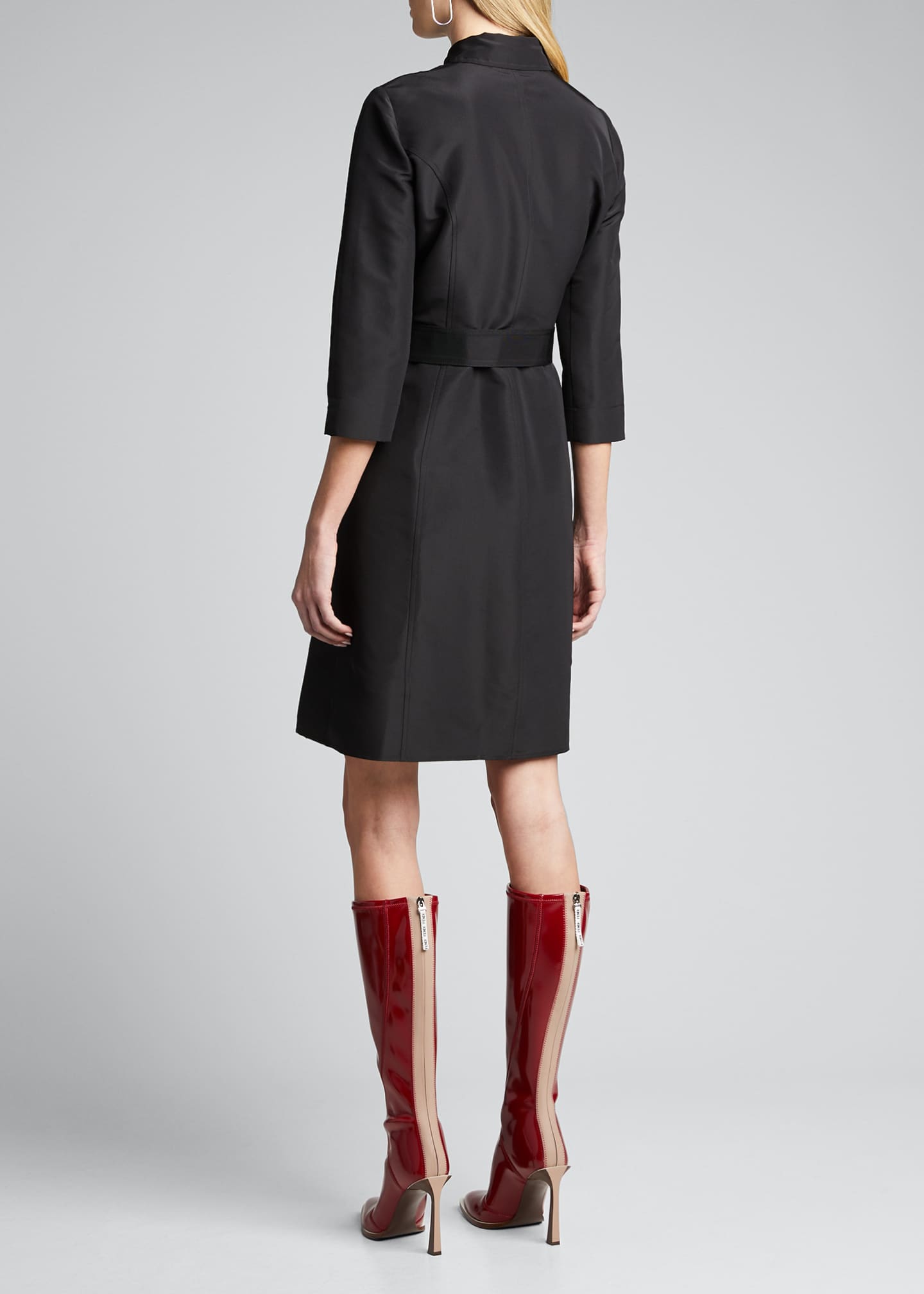 Carolina Herrera Faille 3/4-Sleeve Shirtdress - Bergdorf Goodman