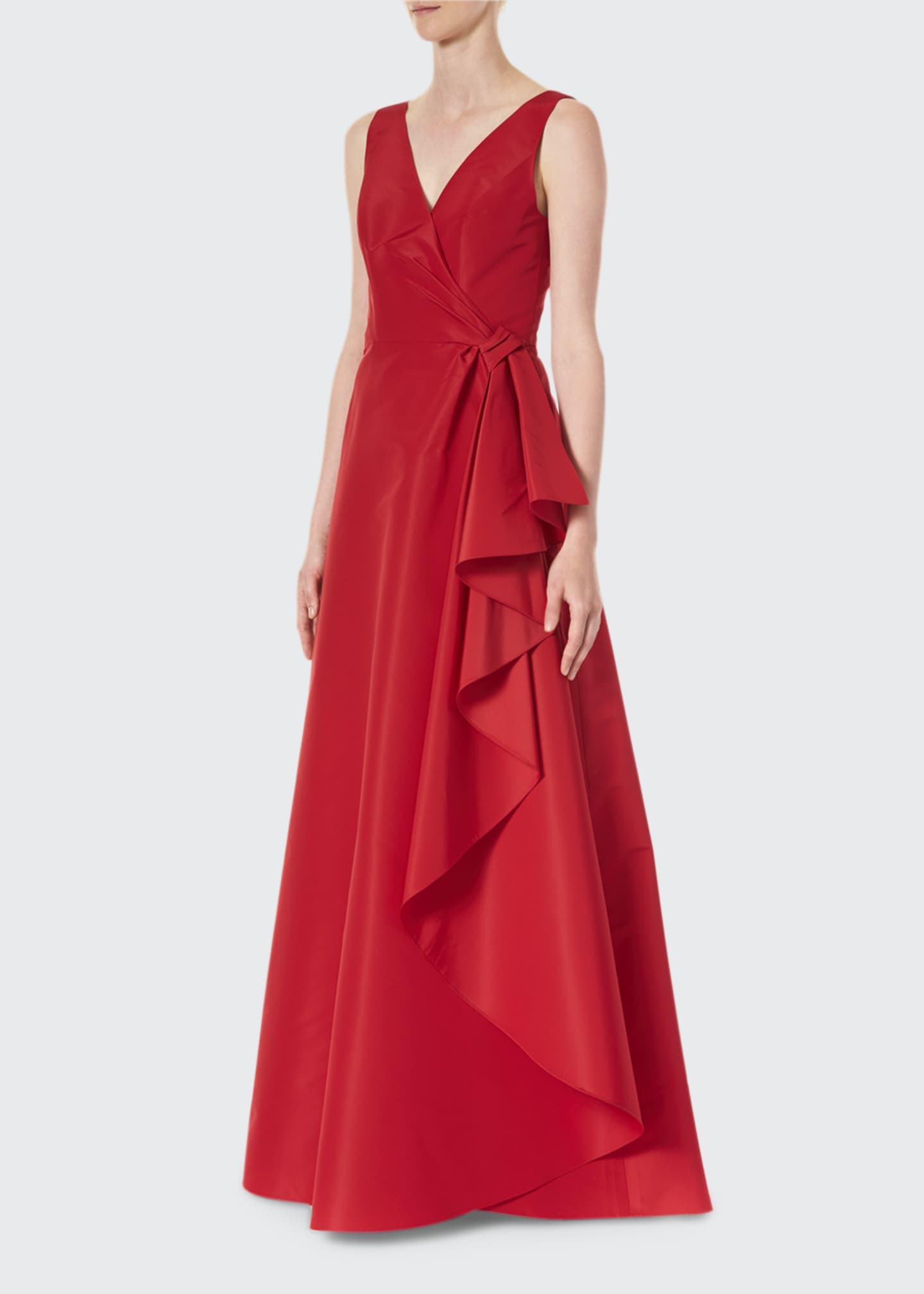 Carolina Herrera Icon Silk Cascading V-Neck Gown - Bergdorf Goodman