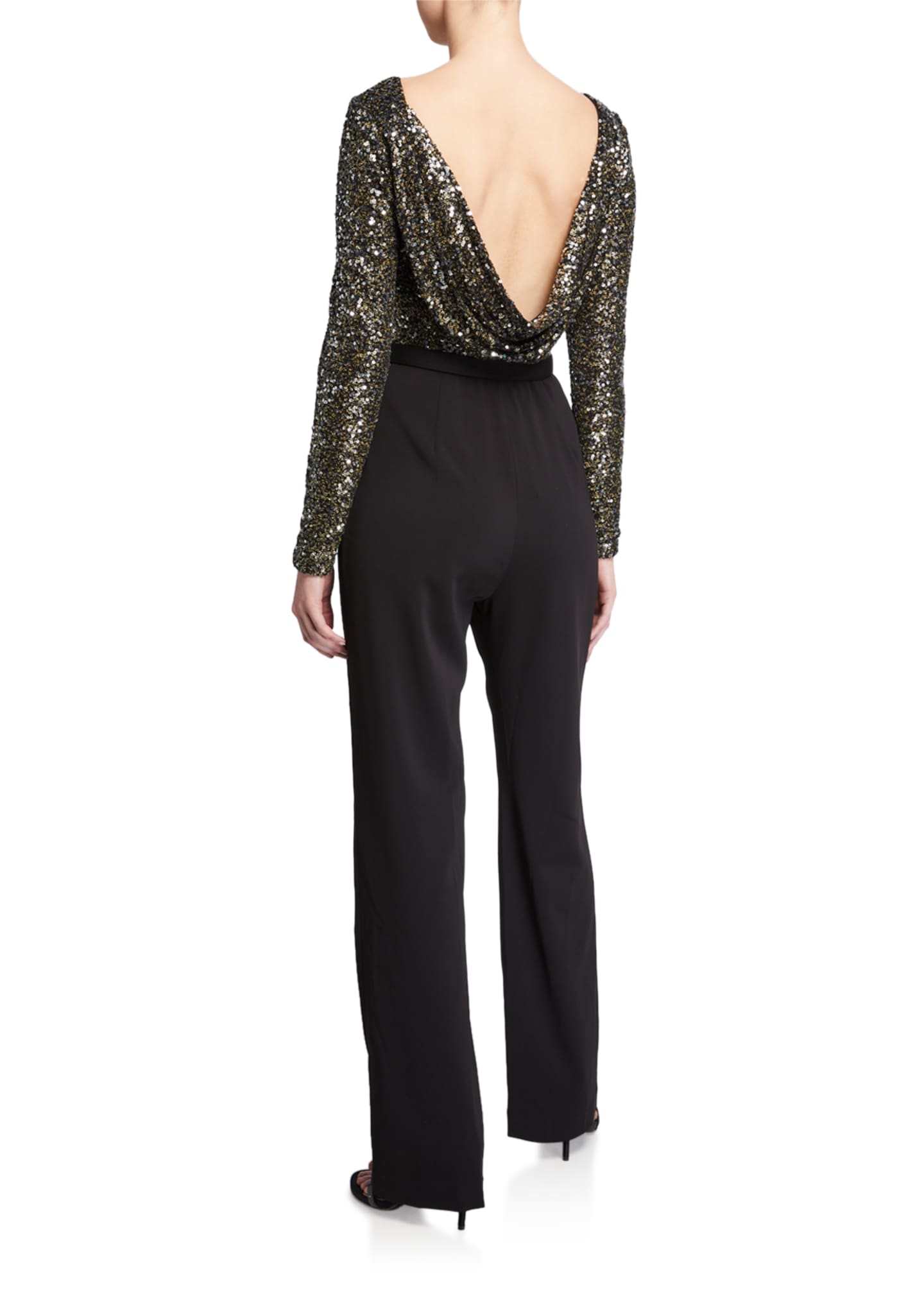 badgley mischka sequin jumpsuit