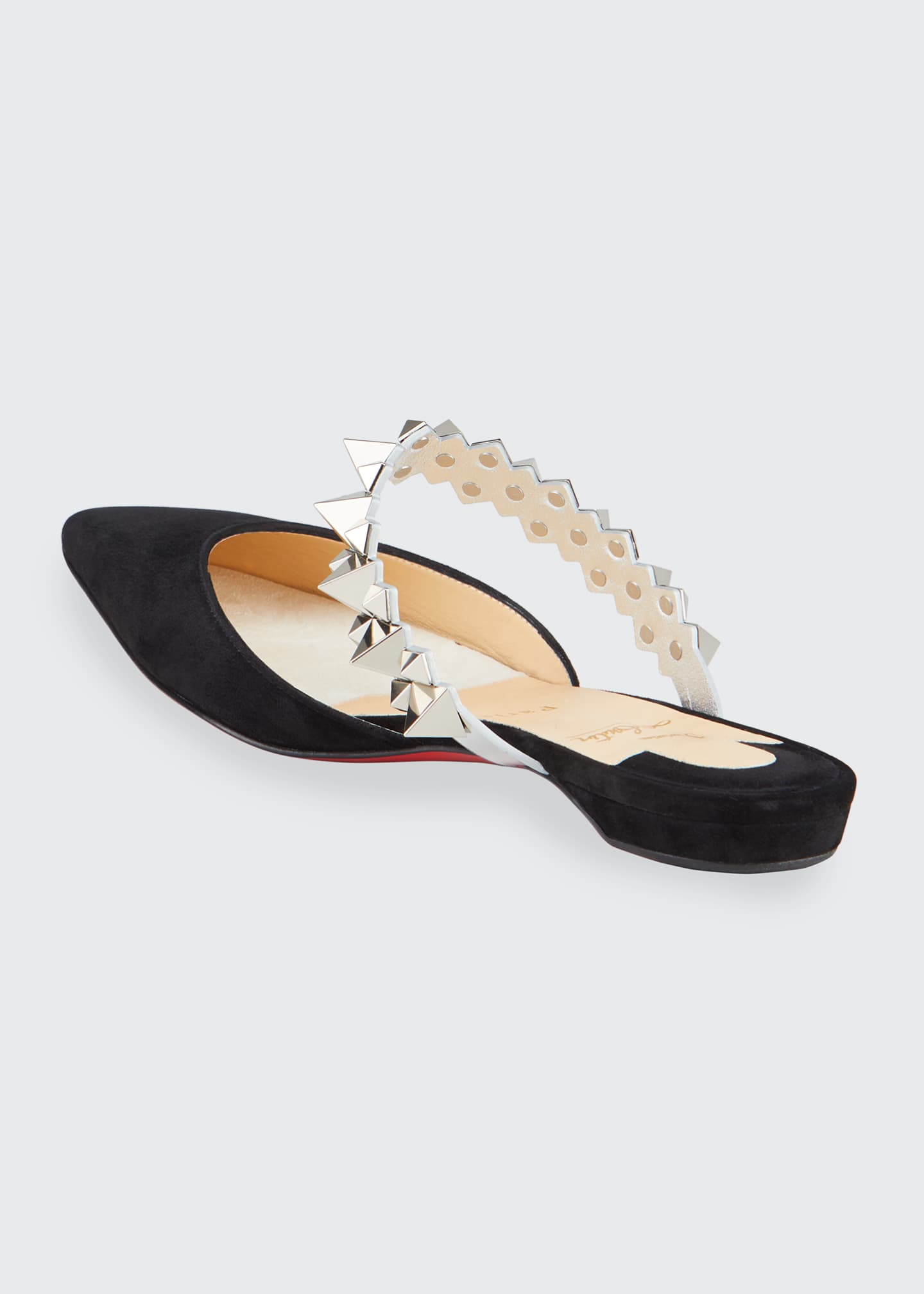 Christian Louboutin Planet Choc Suede Spike-Strap Red Sole Mules ...