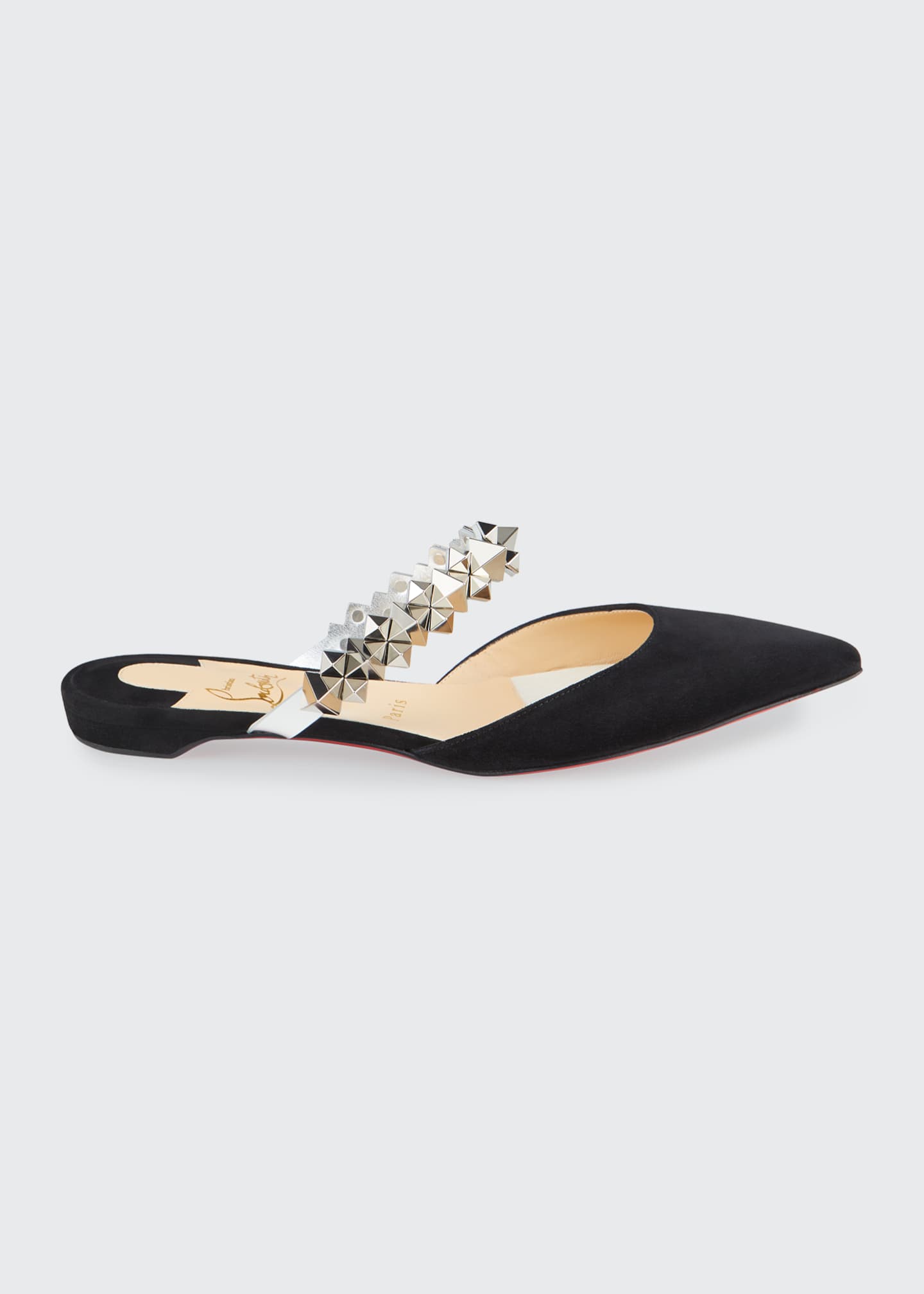 Christian Louboutin Planet Choc Suede Spike-Strap Red Sole Mules ...