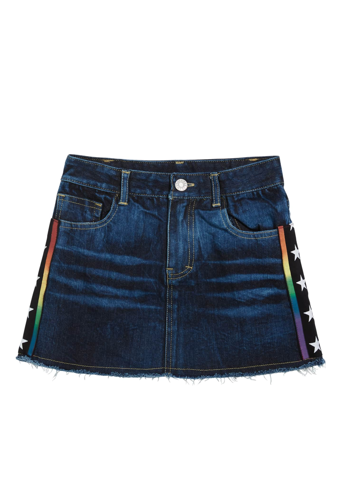 raw edge denim skirt