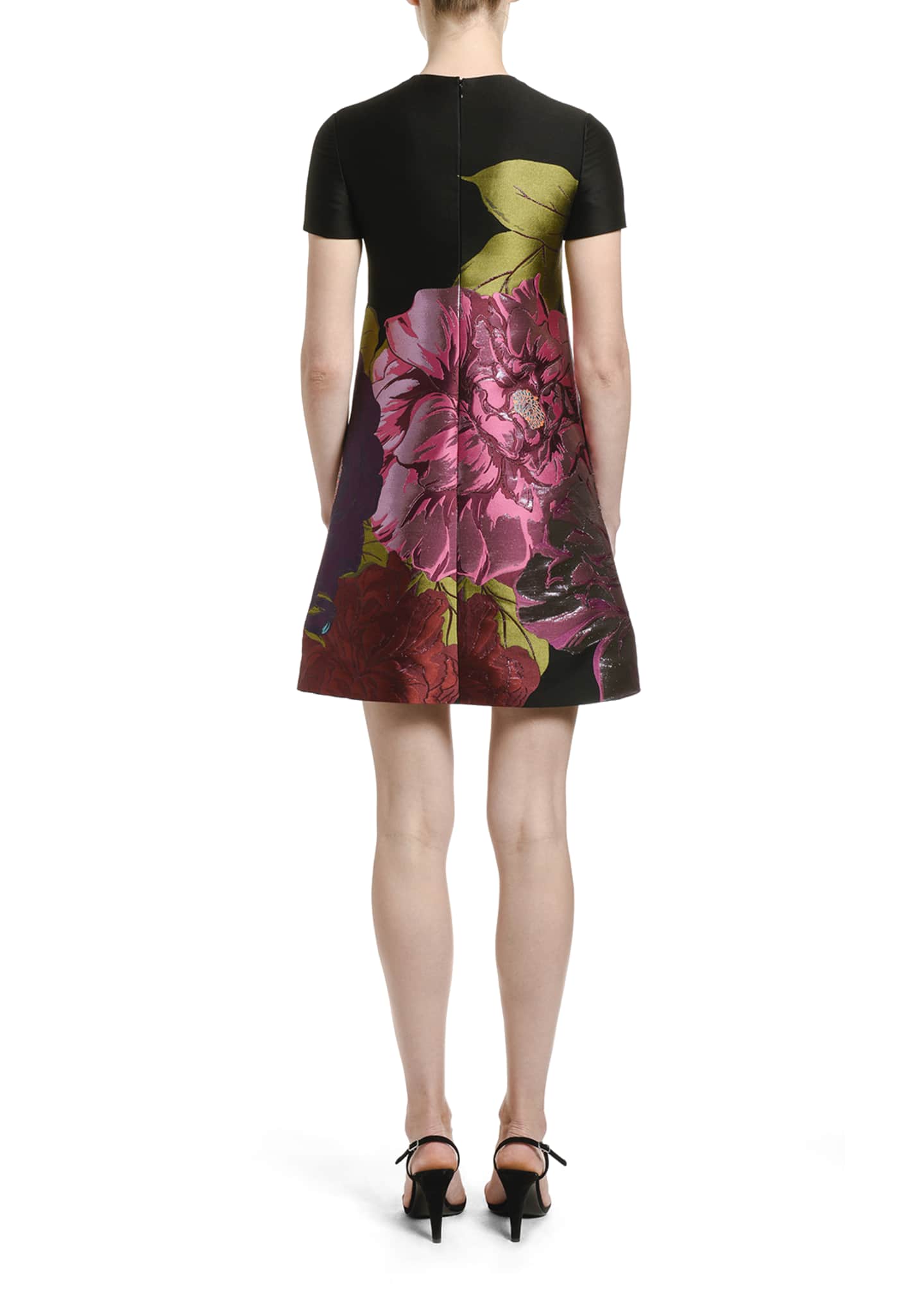 Valentino Short-Sleeve Floral Shift Dress - Bergdorf Goodman