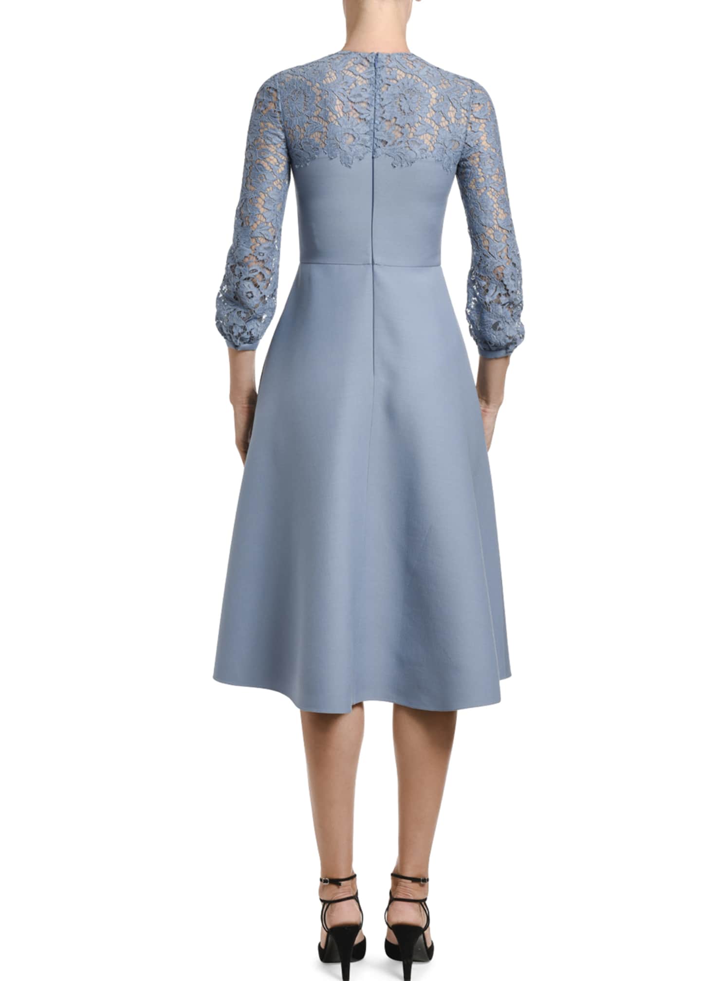 Valentino Lace 3/4-Sleeve Dress - Bergdorf Goodman